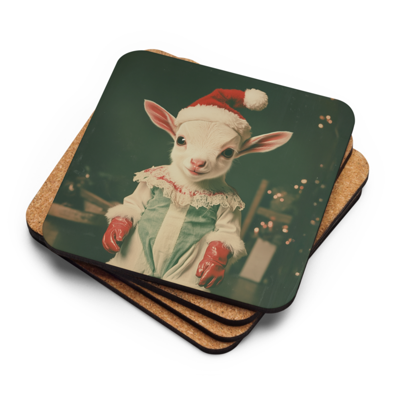 Cork-Back Coaster Christmas 04 Goat