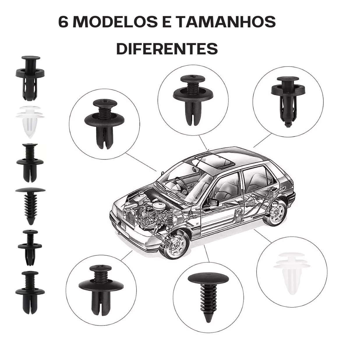 Kit com 100 Presilhas de Fixação Universal