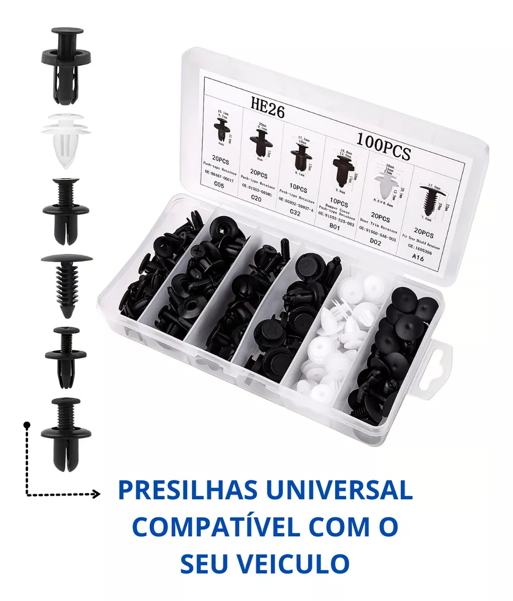 Kit com 100 Presilhas de Fixação Universal