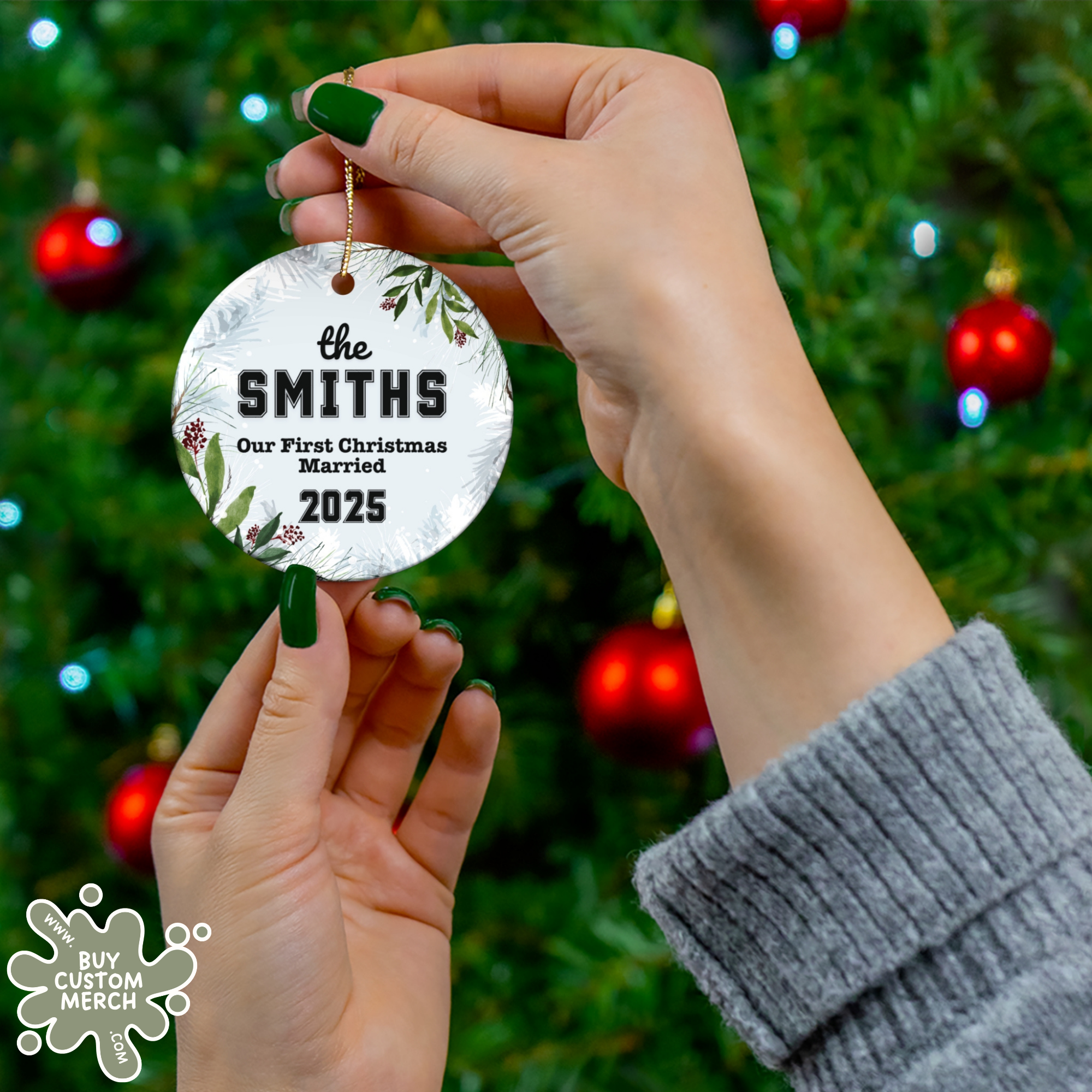 Personalized Family Christmas Ornament - Custom Last Name Holiday Ornament