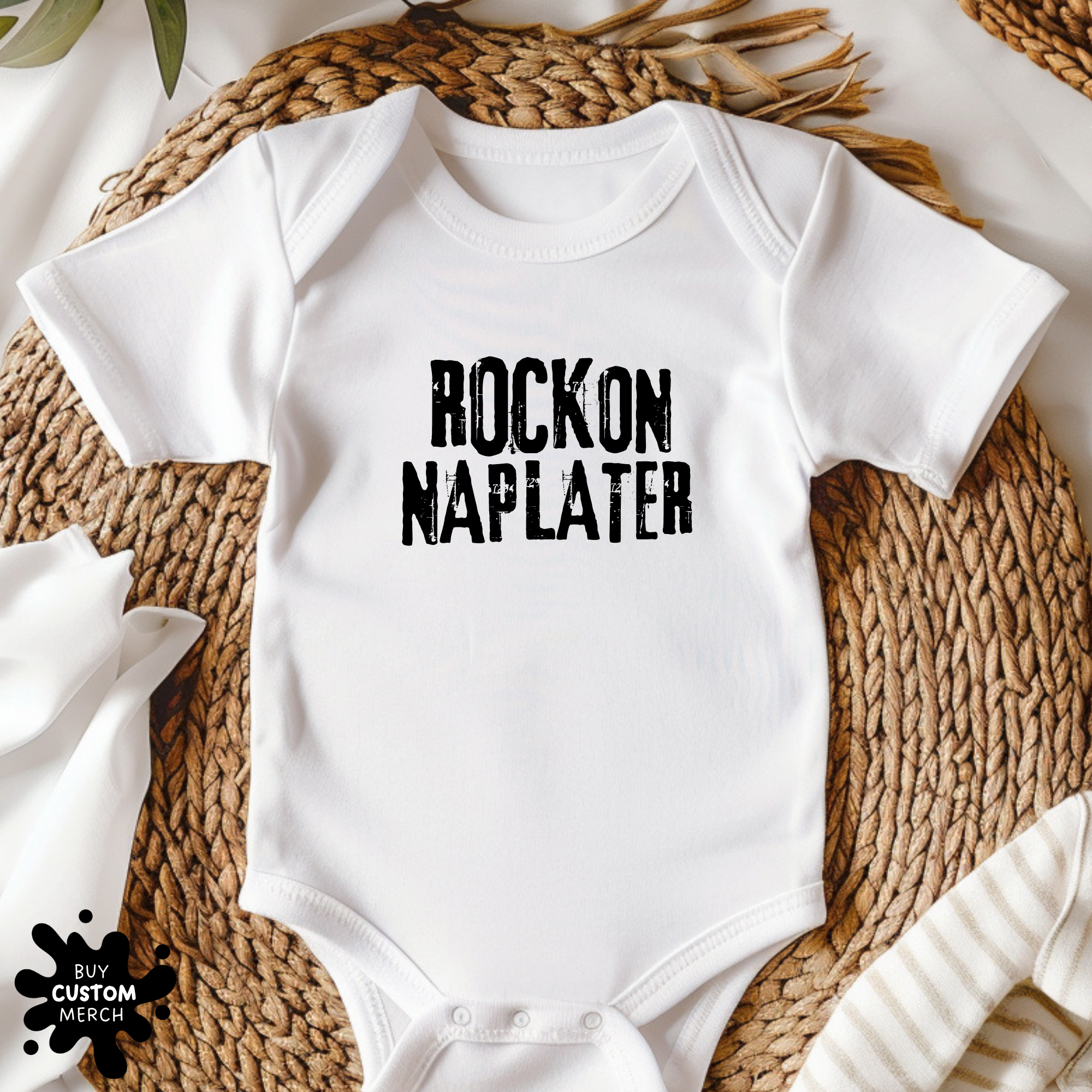 Rock On Nap Later Baby Onesie - Funny Graphic Bodysuit for Infant Boys & Girls