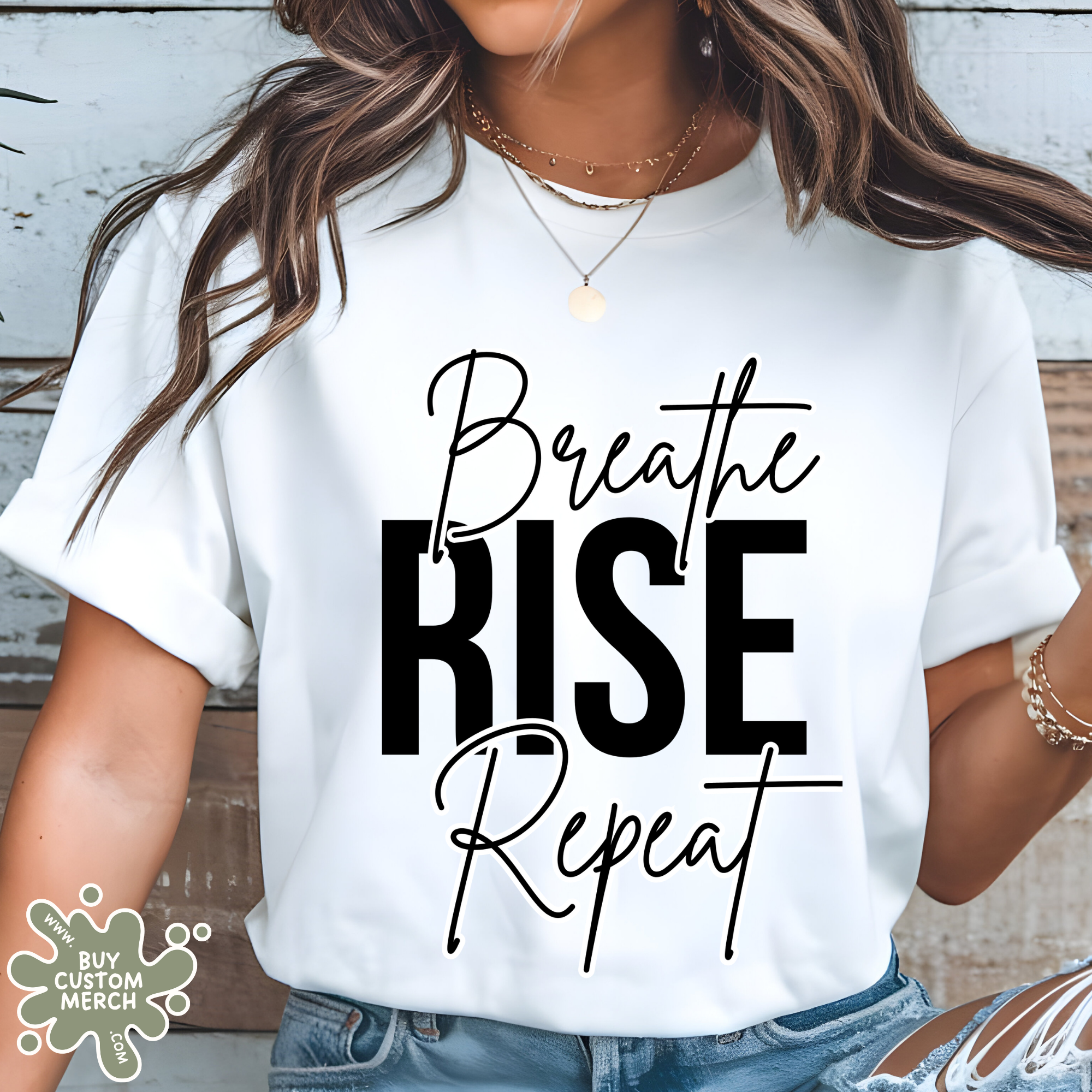 Breathe Rise Repeat T-Shirt - Motivational Unisex Graphic Tee for Men and Women