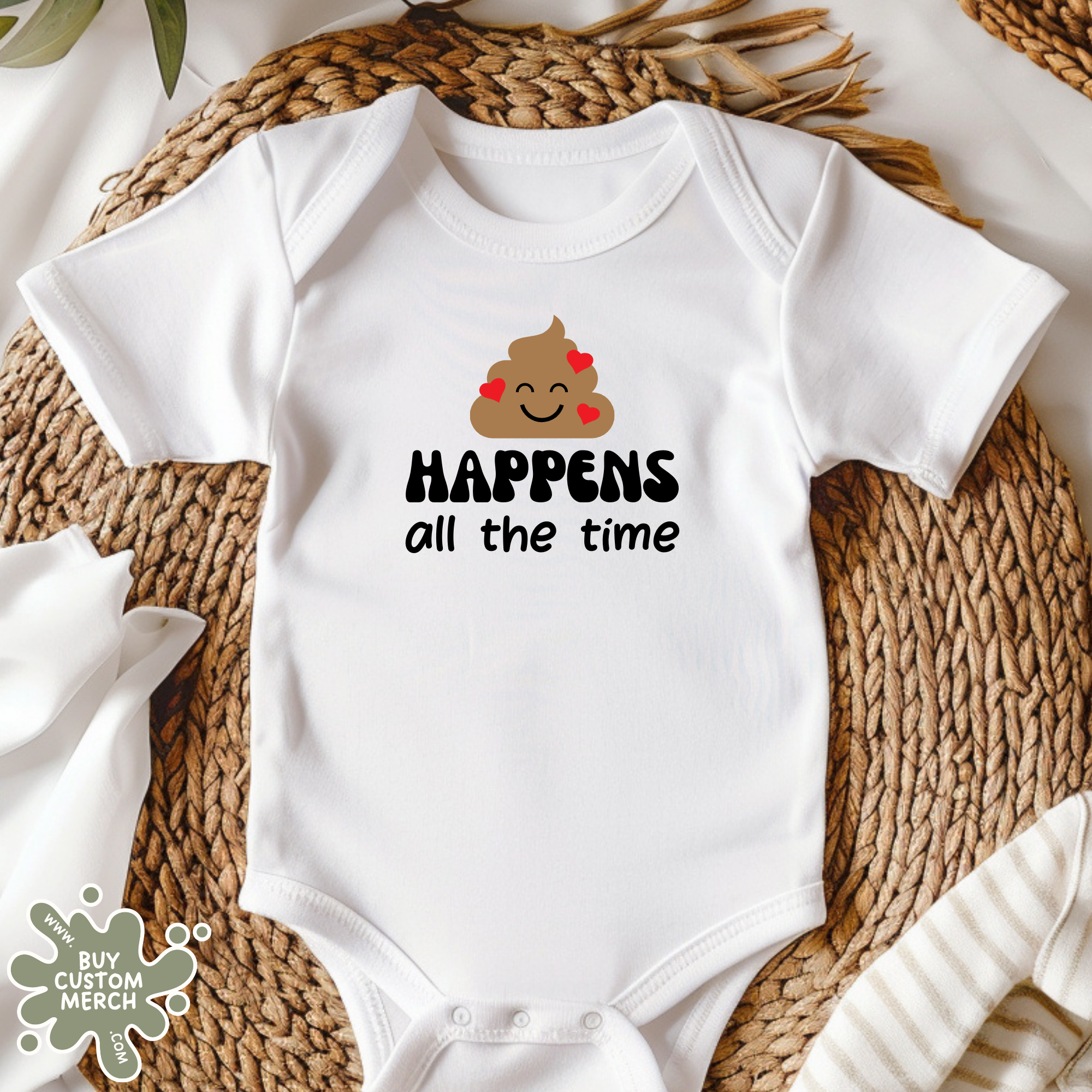Poop Emoji Happens All the Time Baby Onesie
