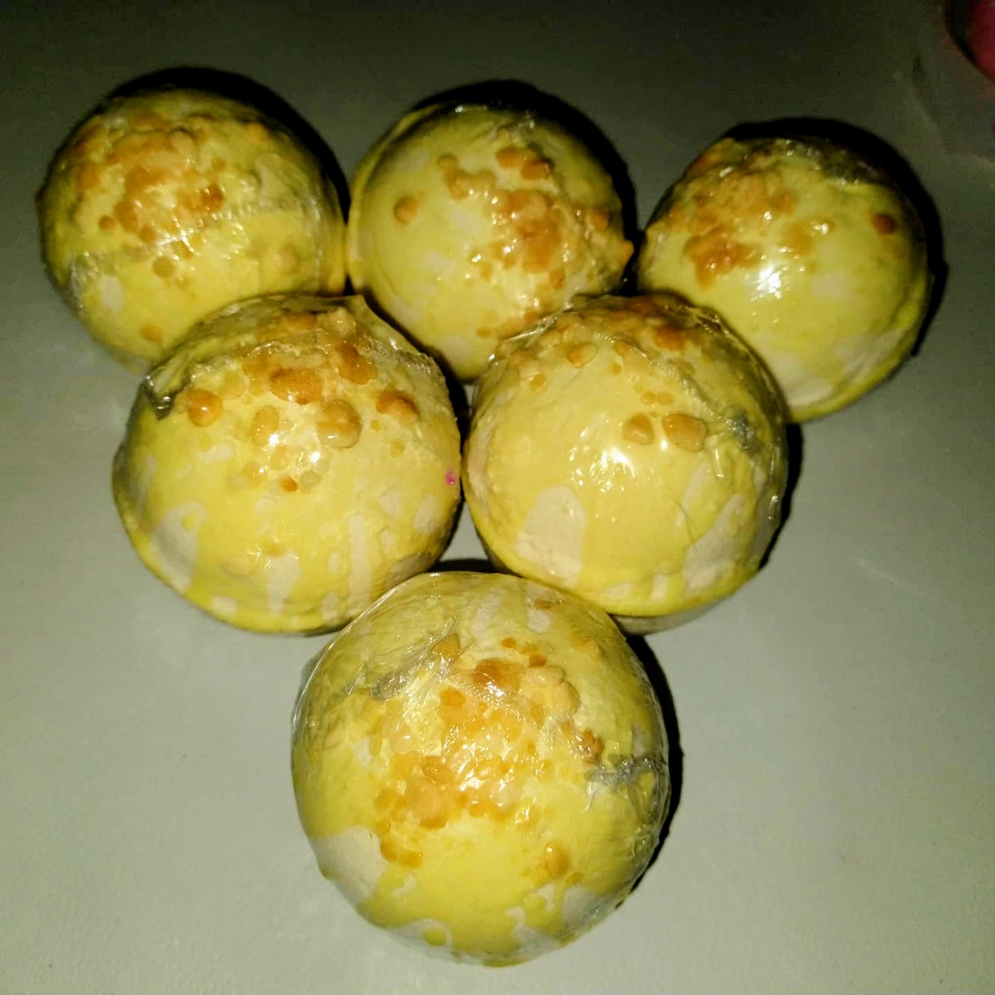 Oatmeal, Milk, and Honey Bath Bomb with Cocoa Butter Drizzle