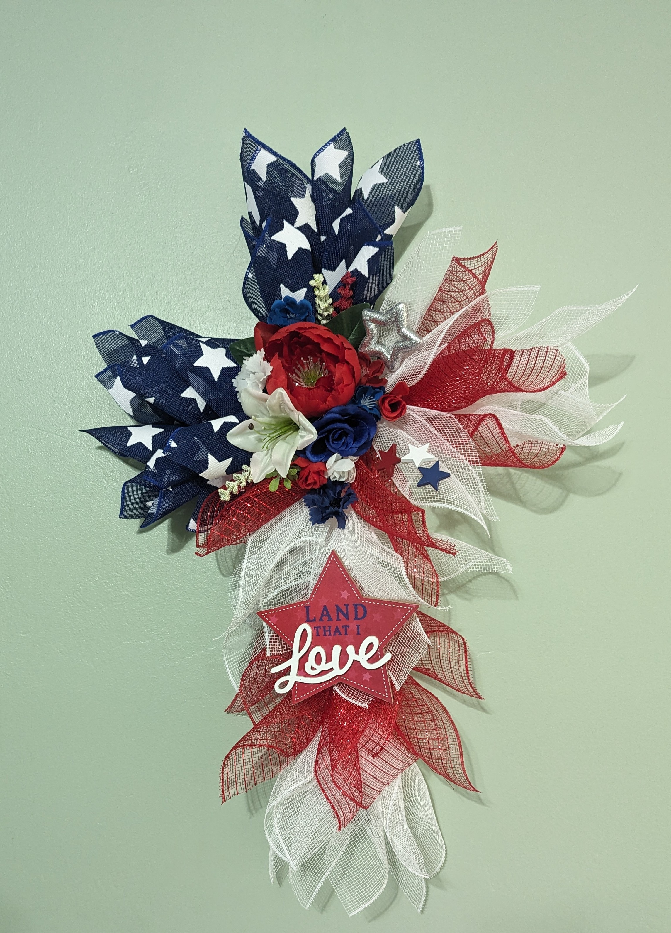Patriotic Floral Cross Wreath