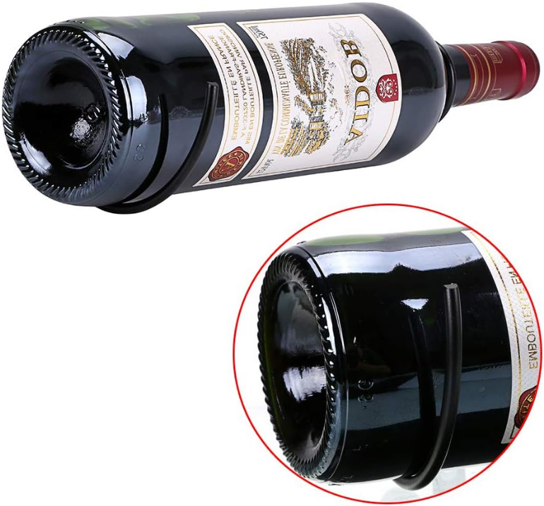 Set of 6 Wall Mounted Wine Rack Holders - Metal Wine Bottle Display Holder with Hardware, Wall Hanging Red Wine Bottle Organizer Racks for Storage Beverages/Liquor Bottle