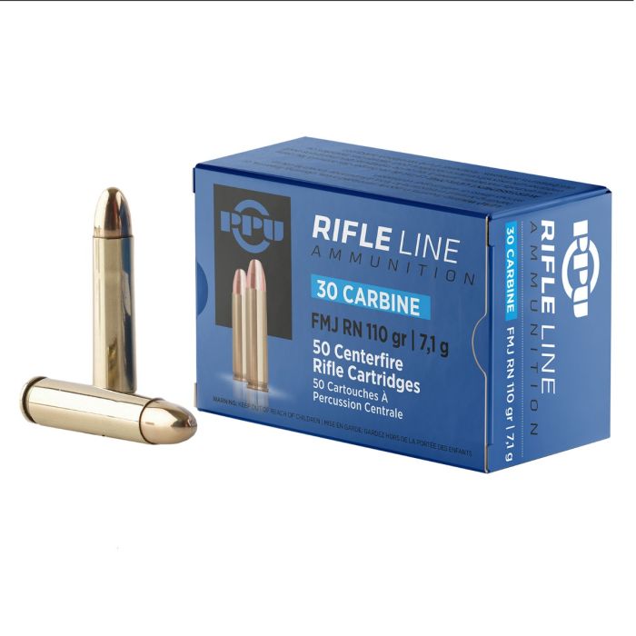 30 Carbine FMJ RN 110gr PPU Prvi Partizan Rifle Ammunition