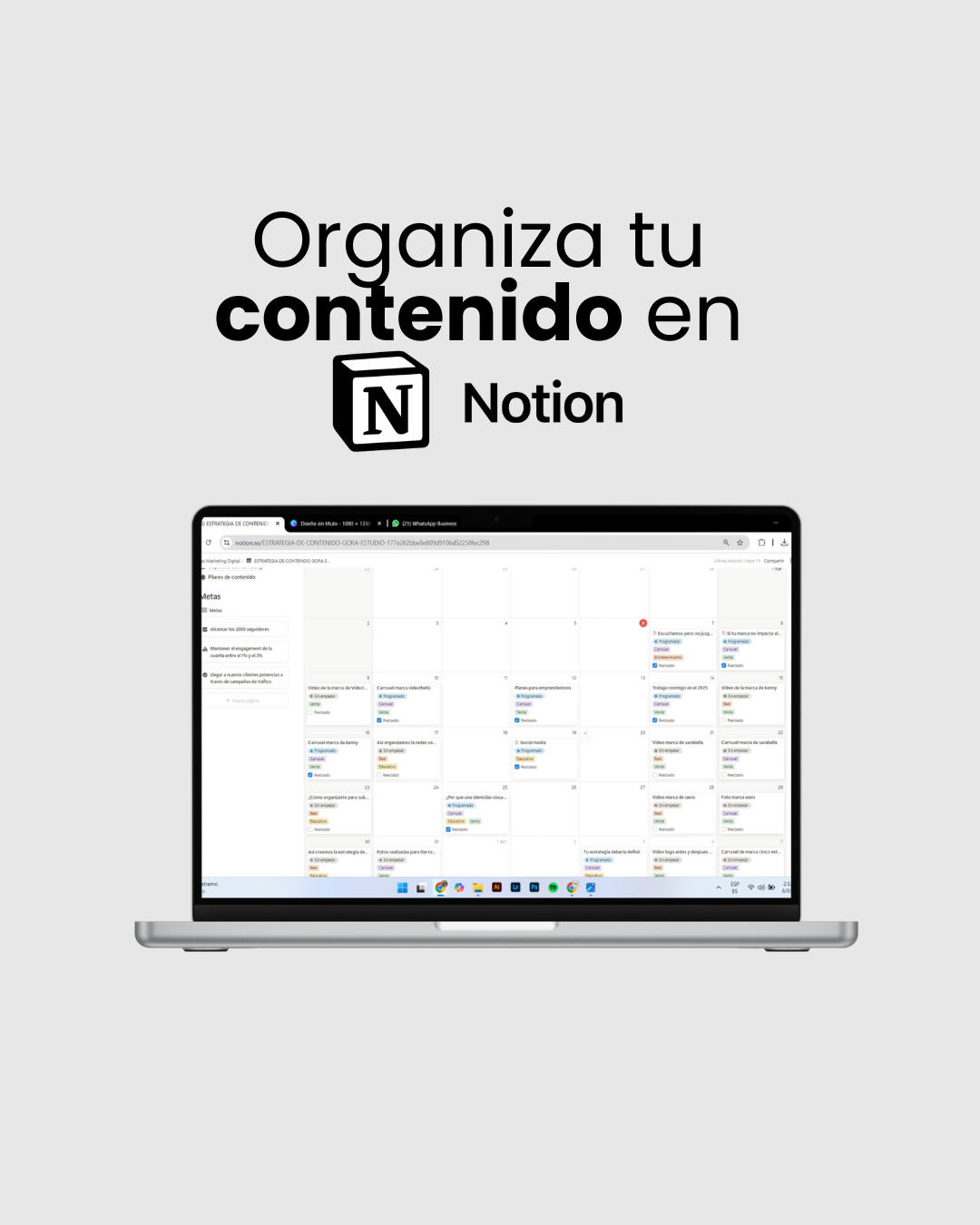 Plantilla Organización Contenido NOTION