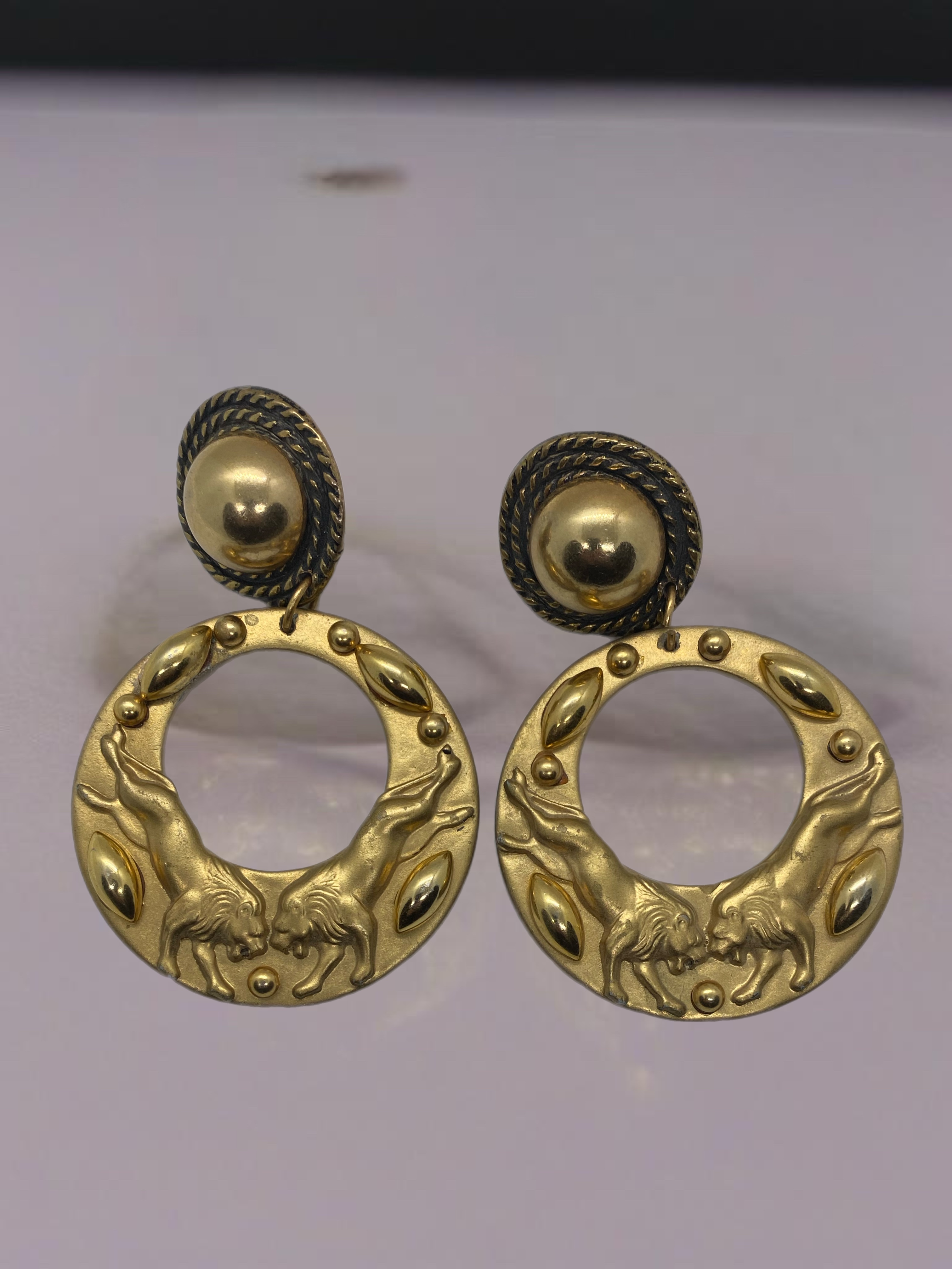 Vintage Jeff Lieb Runway Designer Signed Unique Clip Earrings One of a Kind