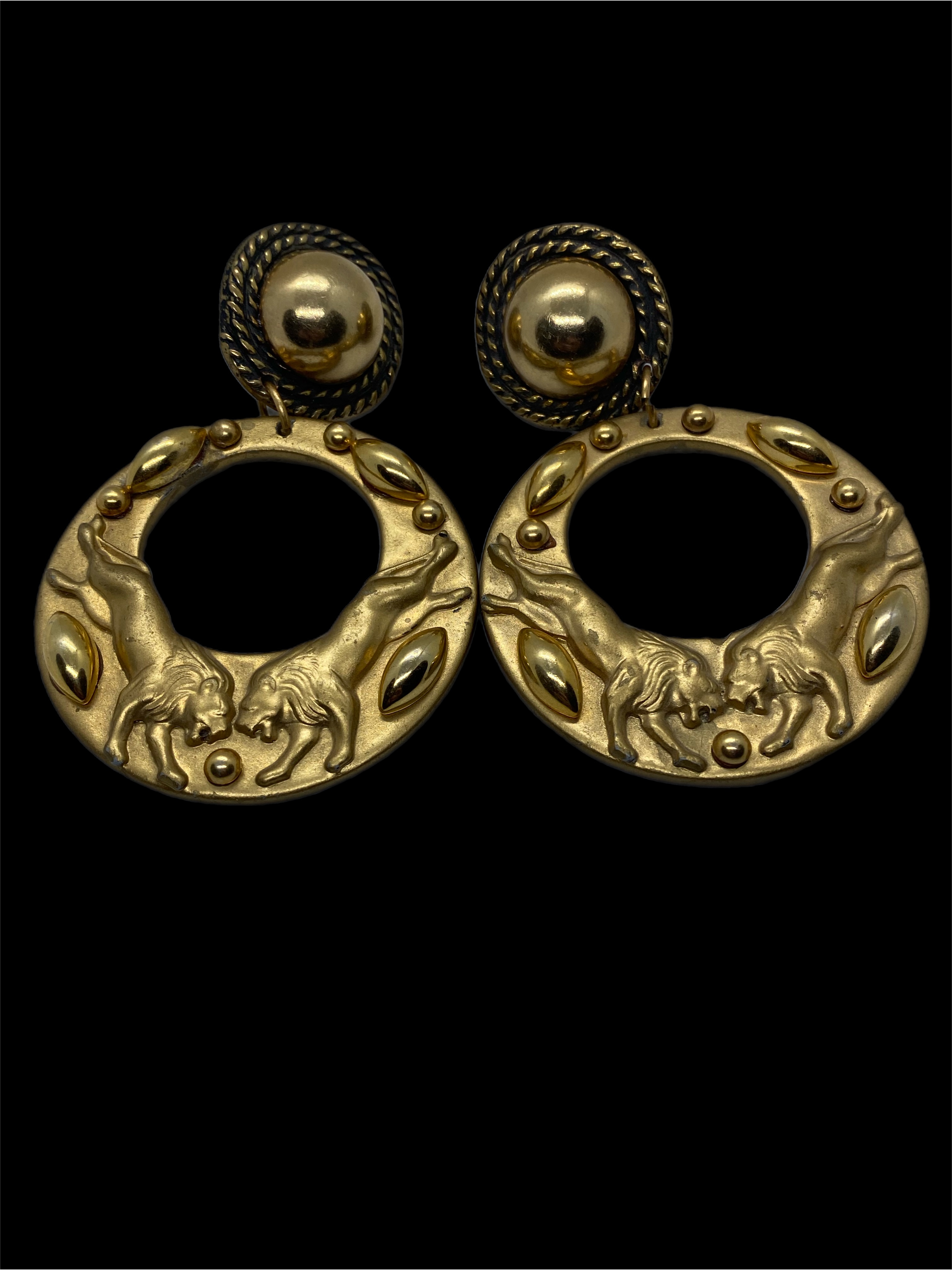 Vintage Jeff Lieb Runway Designer Signed Unique Clip Earrings One of a Kind