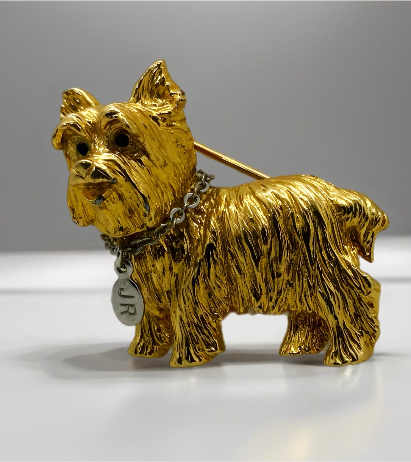 Vintage Joan Rivers Gold-Tone Terrier Brooch Collectible Dog Pin