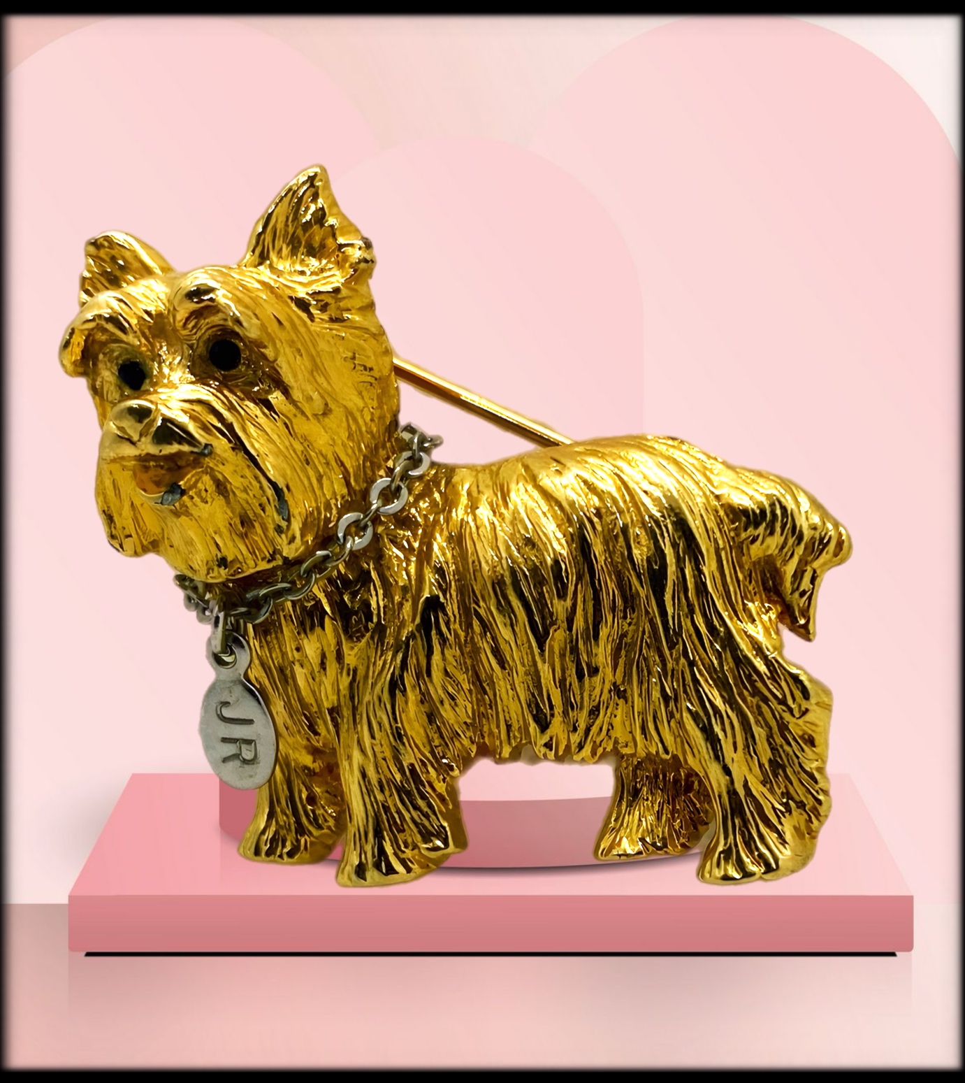 Vintage Joan Rivers Gold-Tone Terrier Brooch Collectible Dog Pin