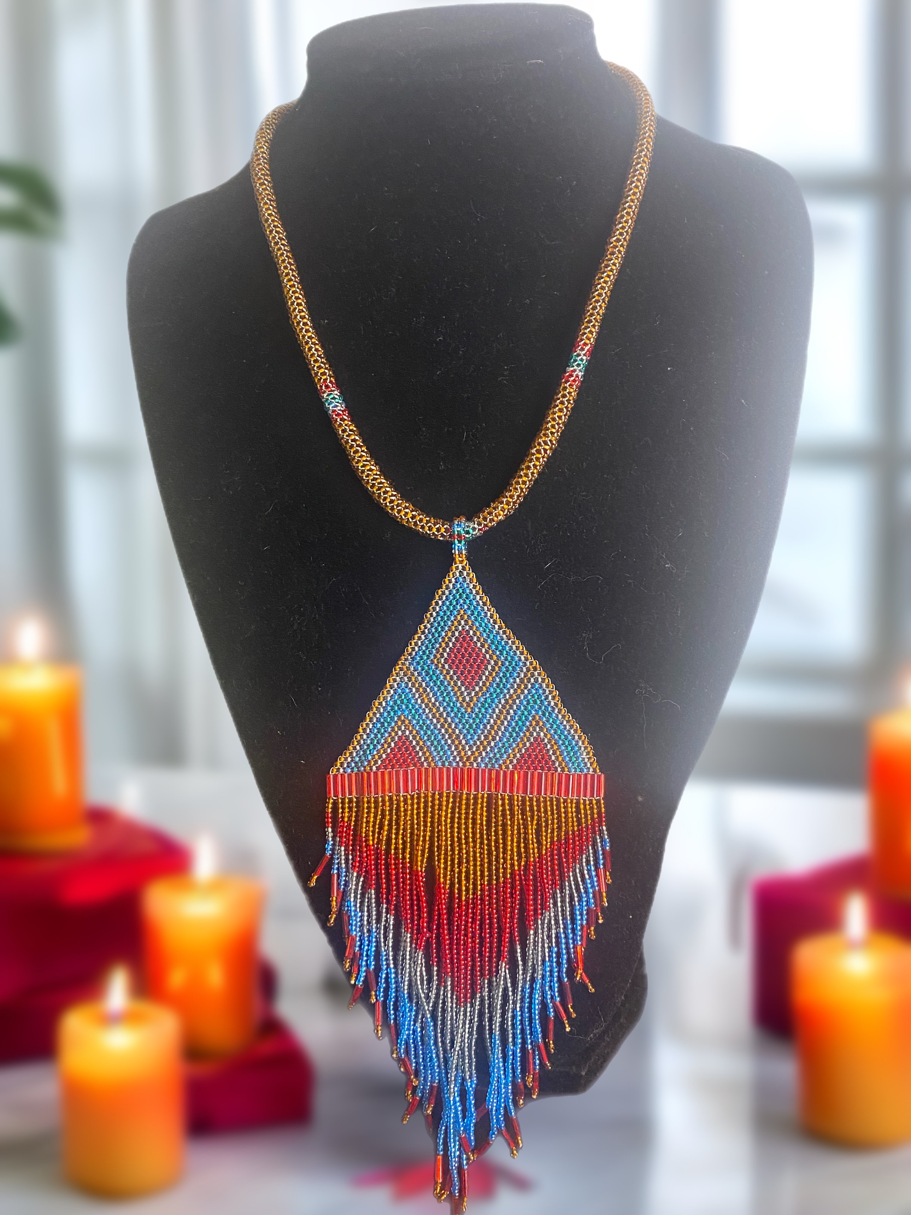 Hopi Handmade Beaded Necklace and Earrings Set – Native American 