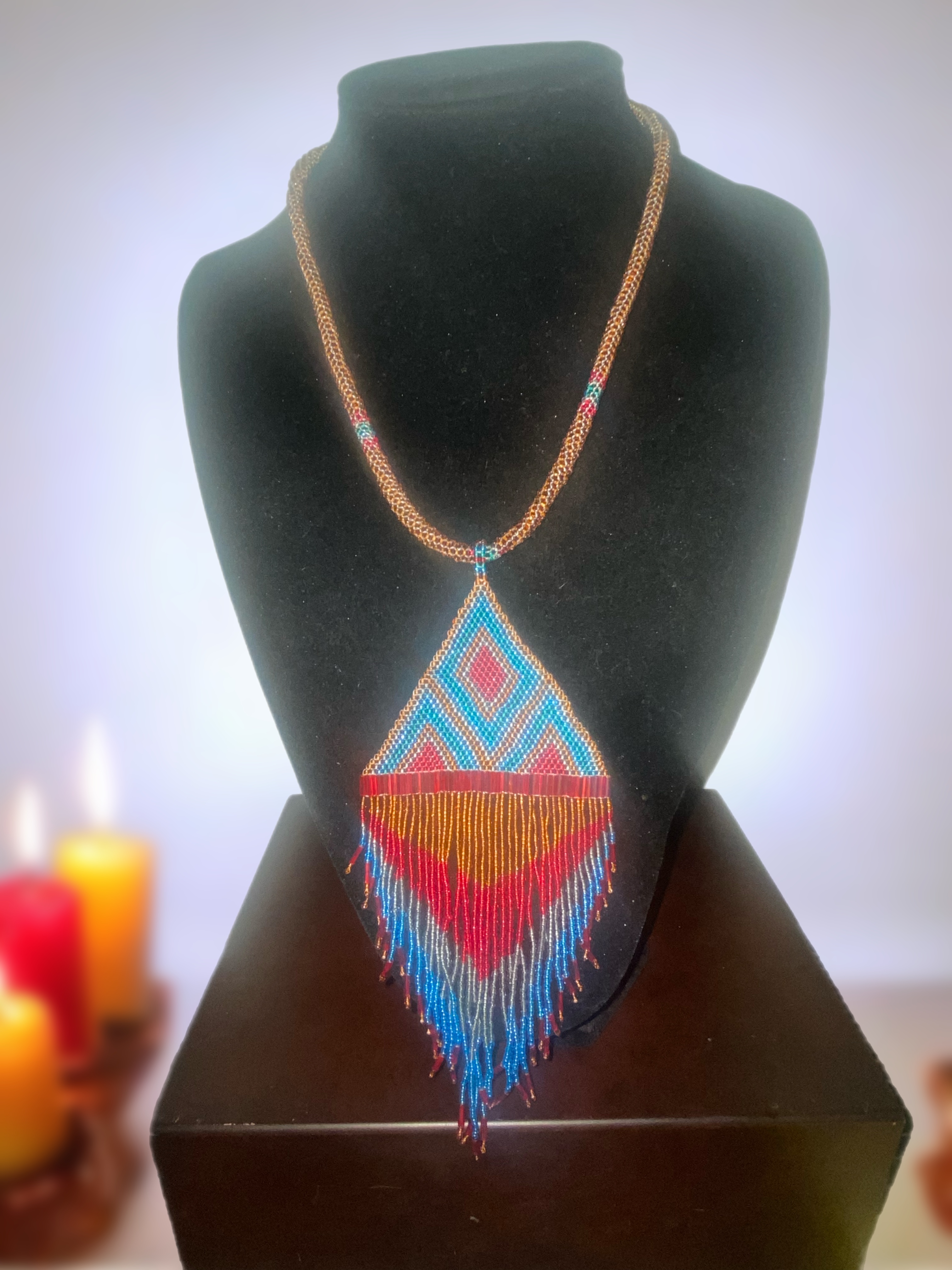 Hopi Handmade Beaded Necklace and Earrings Set – Native American 