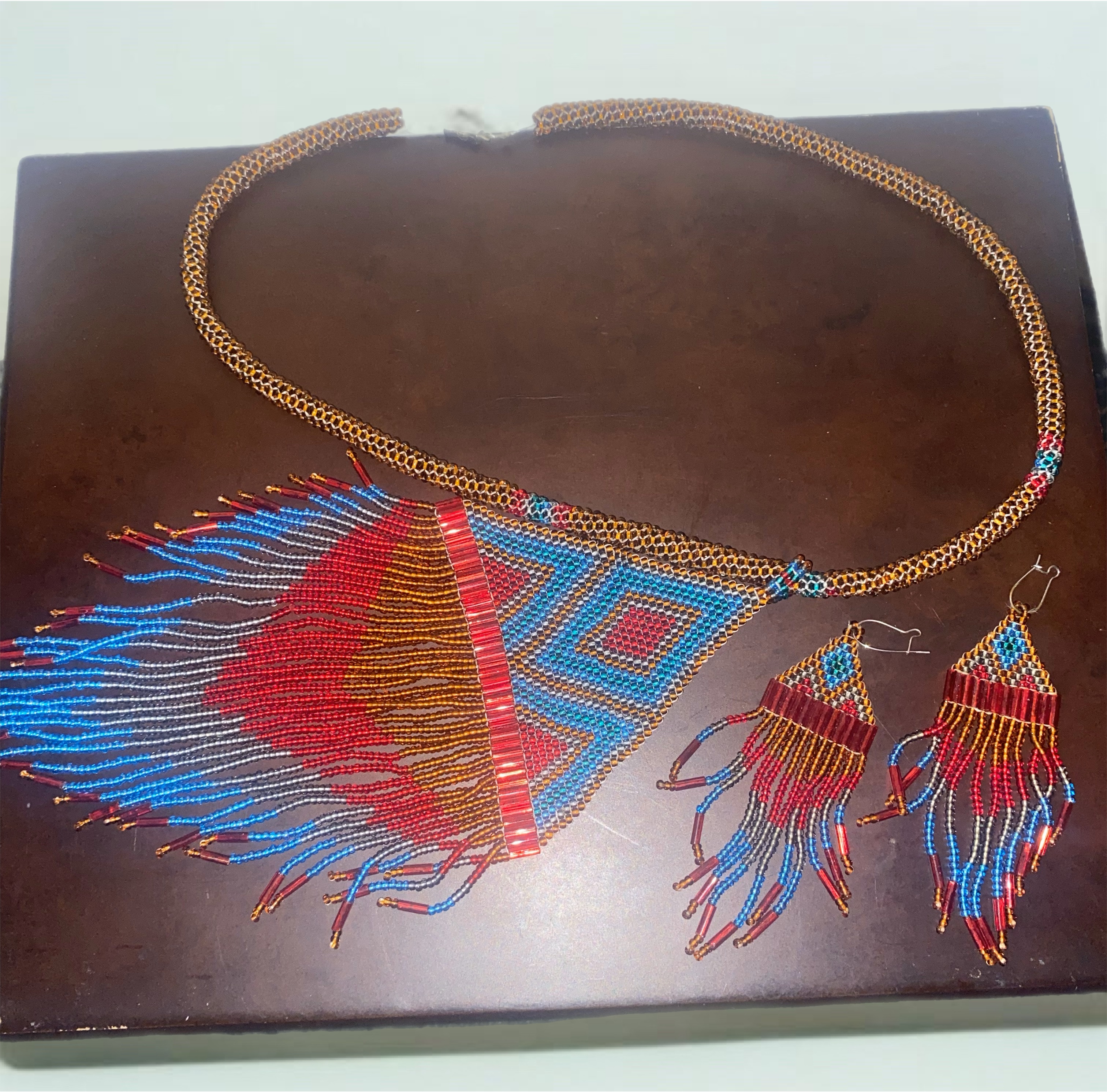 Hopi Handmade Beaded Necklace and Earrings Set – Native American 