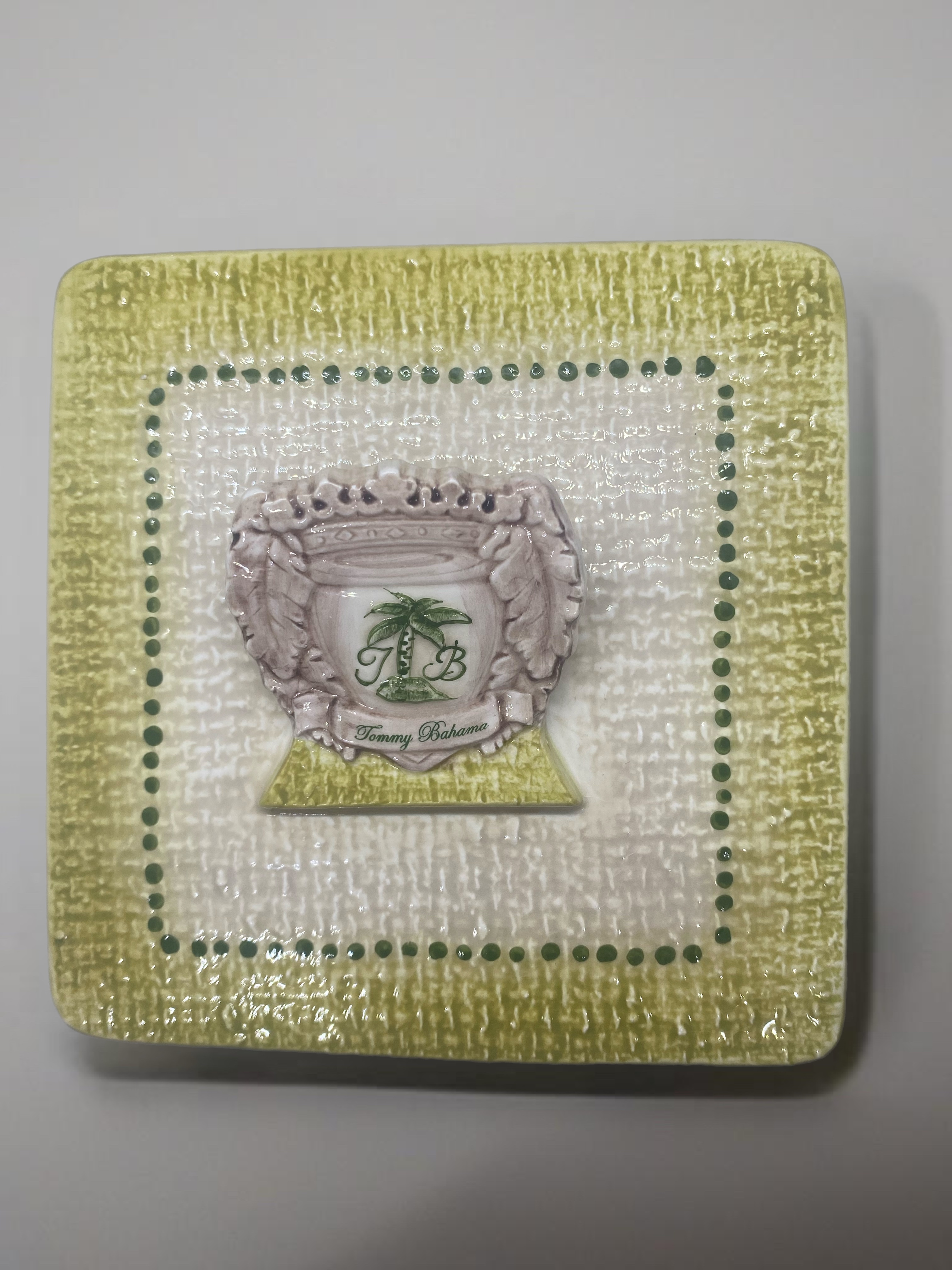 Tommy Bahama Ceramic Coaster Set – 4 Seahorse & Palm Coasters w/Holder and Lid