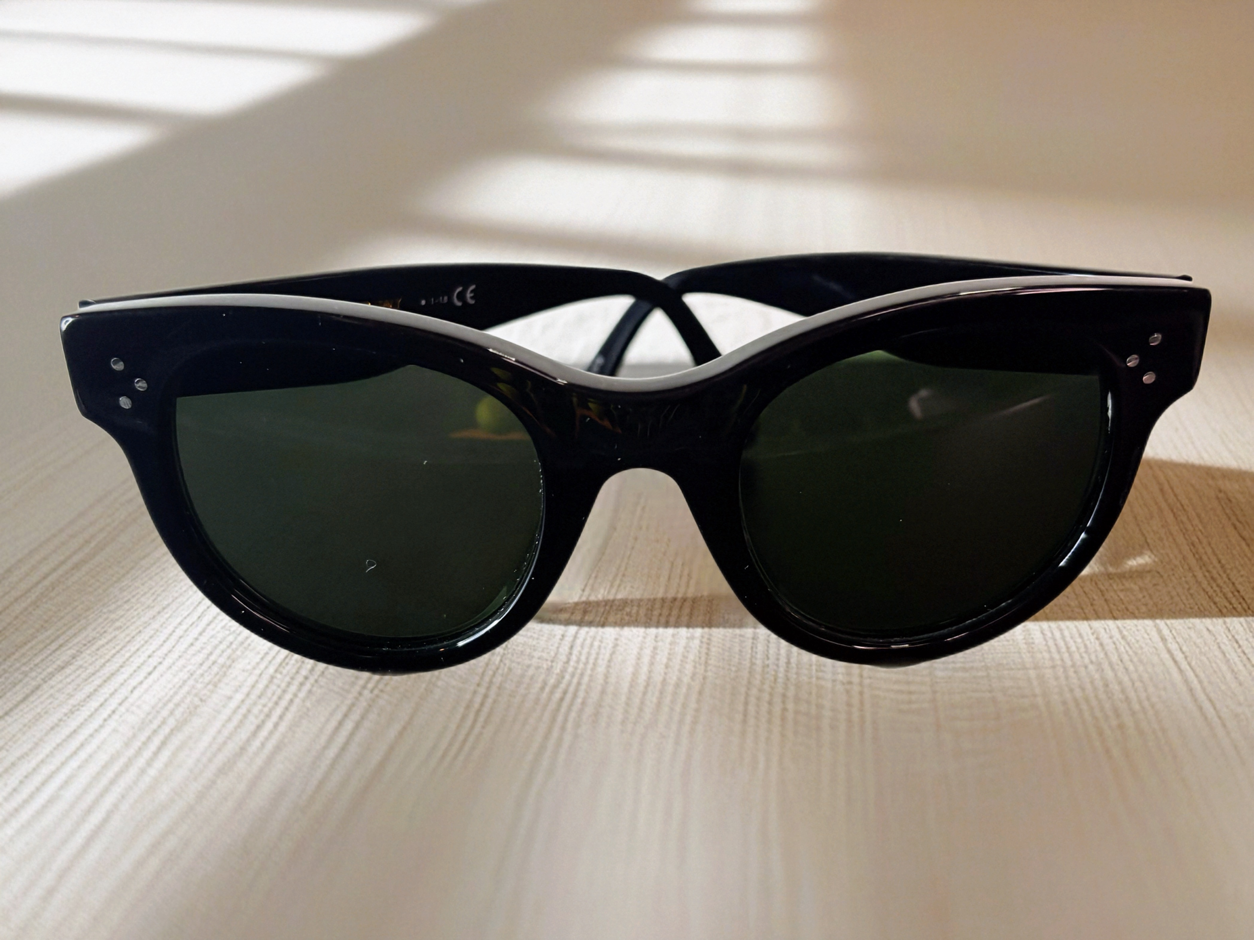 Celine Havana Black Sunglasses Classic Cat-Eye/Glossy Acetate Excellent Conditio