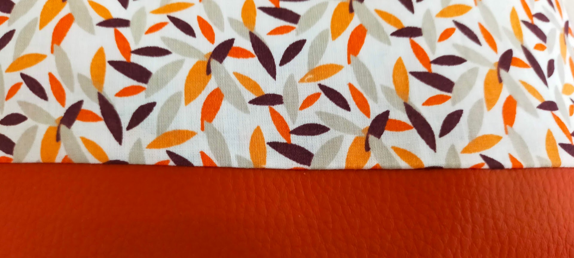 Très grande trousse de toilette / feuillage, orange rouille, velours côtelé, cadeau pour elle