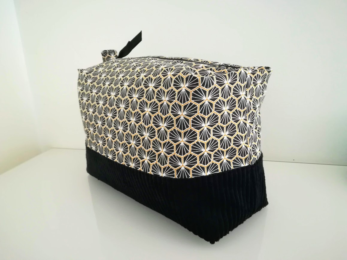 rès grande trousse de toilette tissu coton et velours côtelé, cadeau pour homme et femme