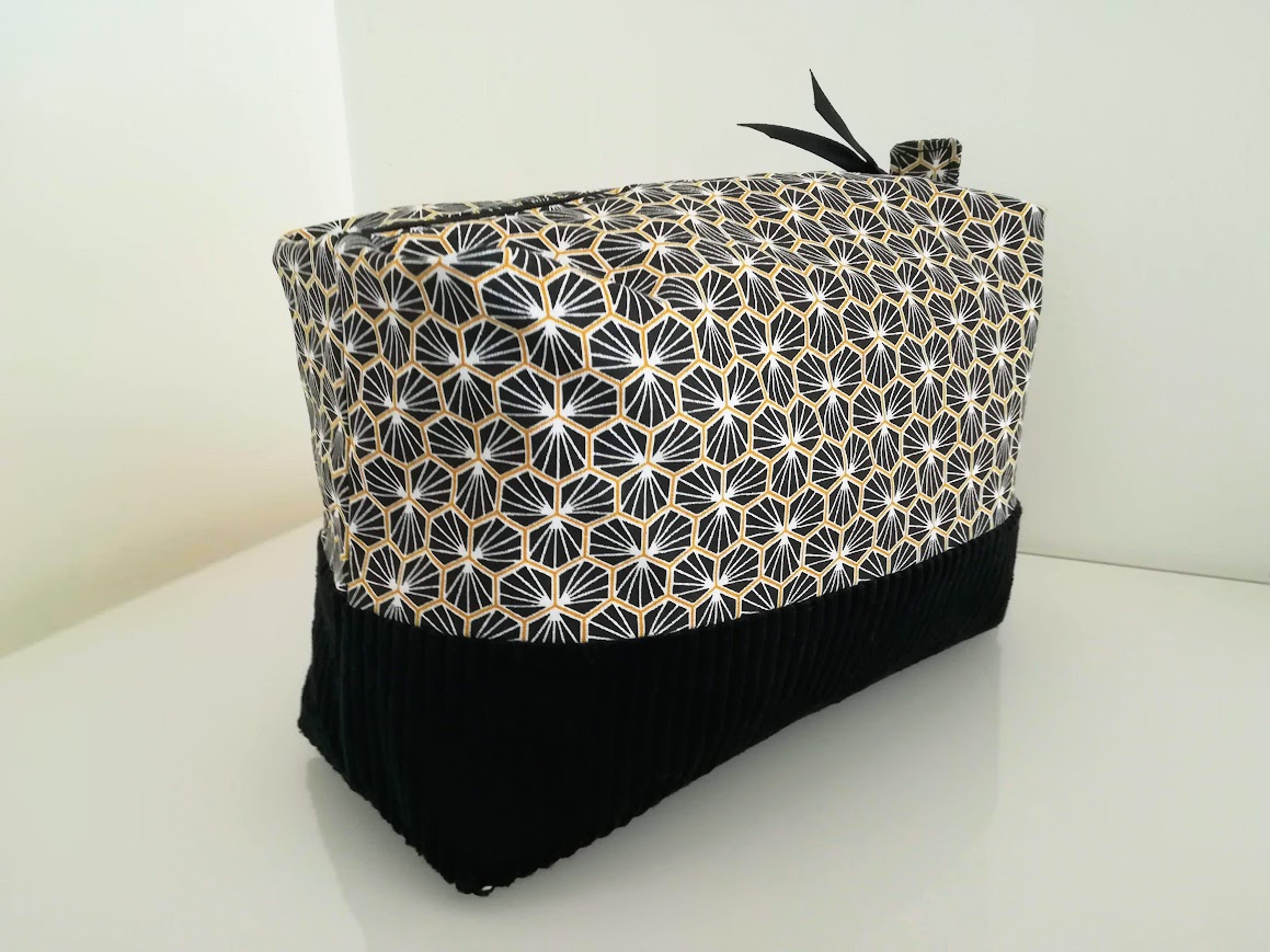 rès grande trousse de toilette tissu coton et velours côtelé, cadeau pour homme et femme