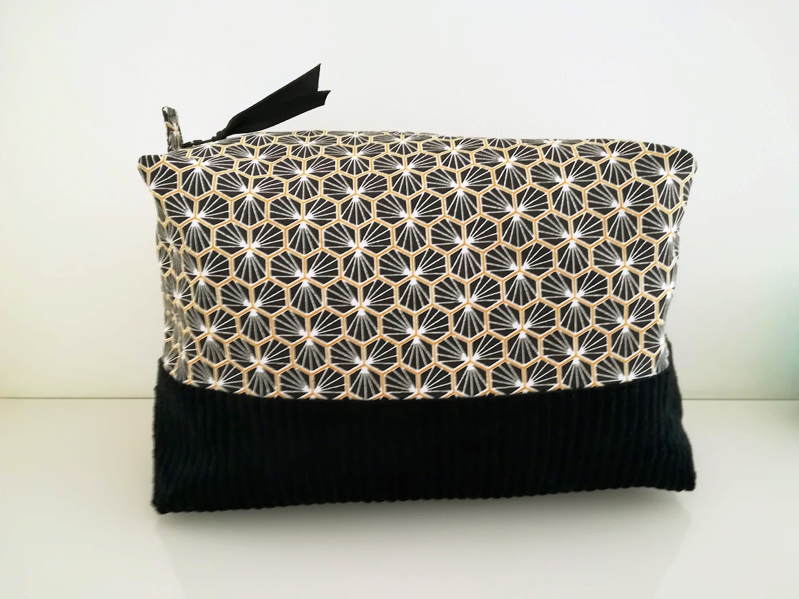 rès grande trousse de toilette tissu coton et velours côtelé, cadeau pour homme et femme