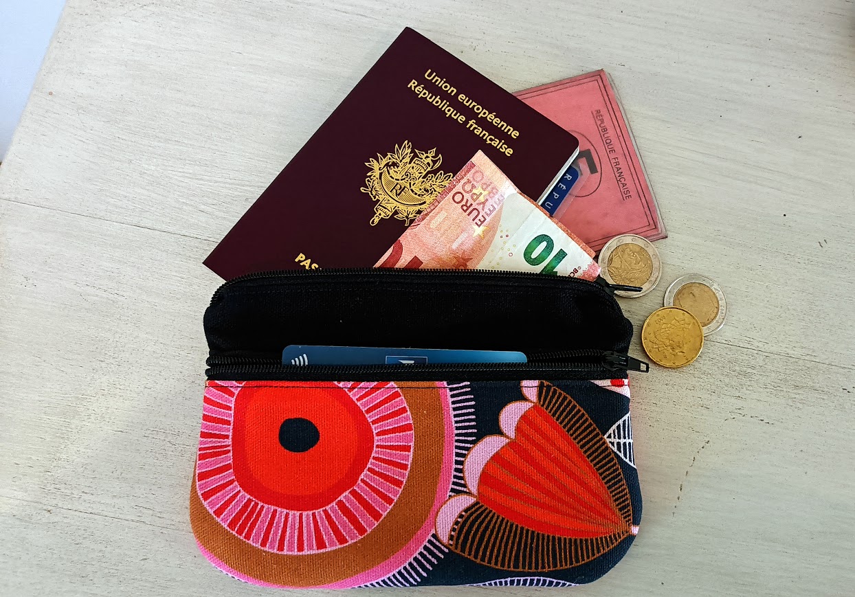 porte monnaie grand modèle/ porte cartes, étuis pour passeport, tissu coton , portefeuille, cadeau pour elle