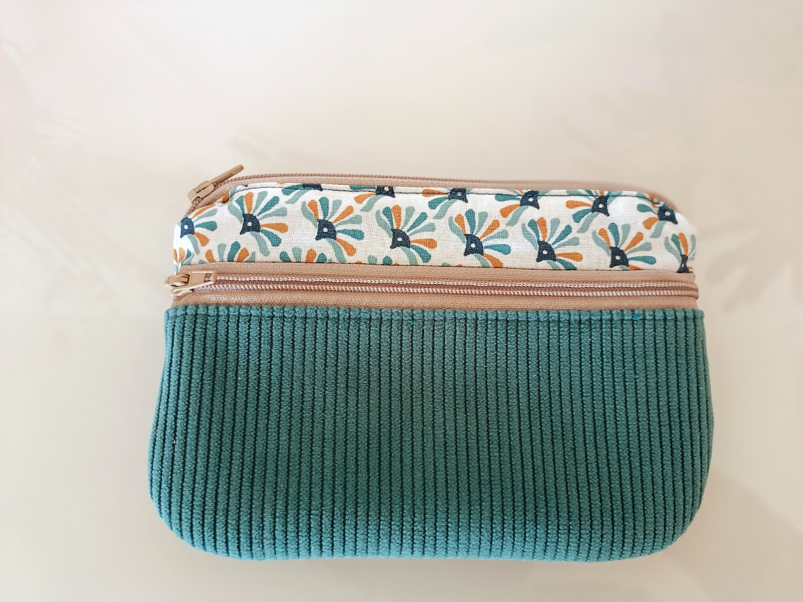 Porte monnaie /  porte cartes femme, cadeau pour elle, tissu et velours côtelé, cadeau pour elle