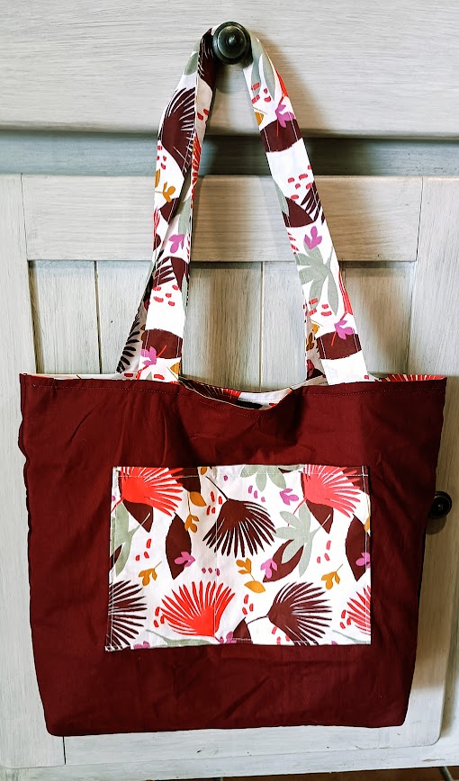 Sac tissu, Tote bag, sac de plage, fourre tout, cabas, tissu coton  et velours côtelé vert kaki, cadeau pour elle