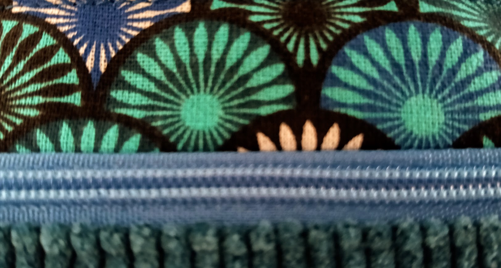 Porte monnaie /  porte cartes, tissu coton et velours côtelé bleu pétrole, cadeau pour femme