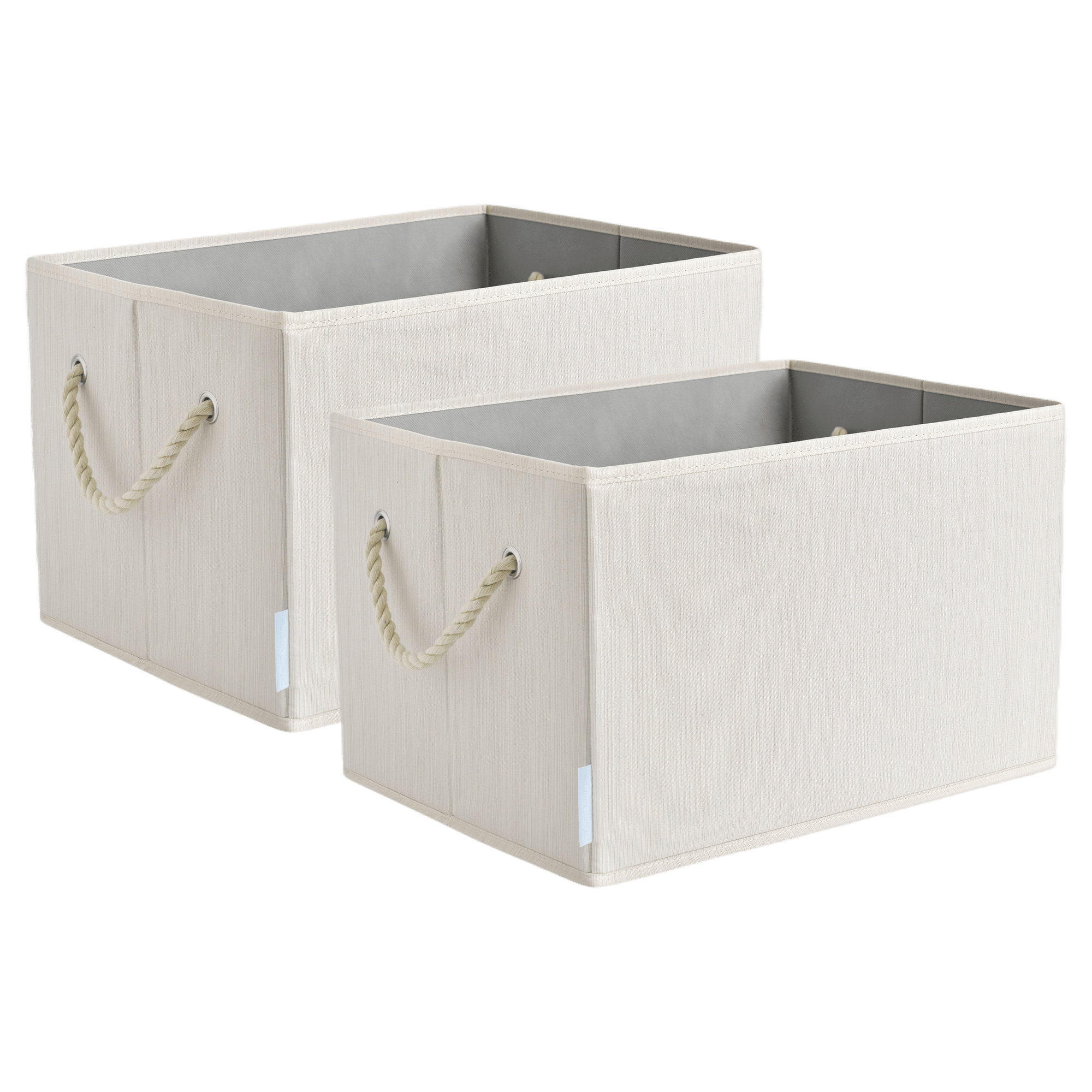 2pk 34L Foldable Organizing Storage Bins with Rope Handle, Ivory