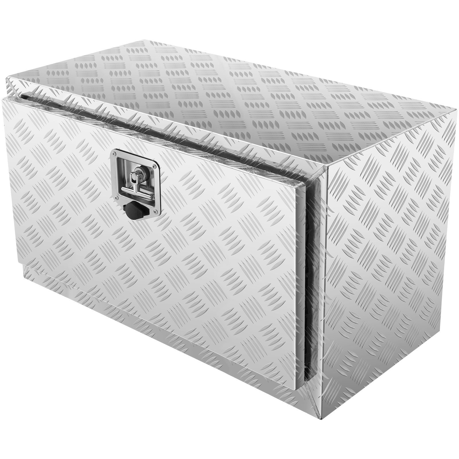 VEVOR Underbody Truck Box, 30"×17"×18" Pickup Storage Box, Heavy Duty Aluminum Diamond Plate Tool Box with Lock and Keys, Waterproof Trailer Storage Box with T-Handle Latch for Truck, Van, Trailer