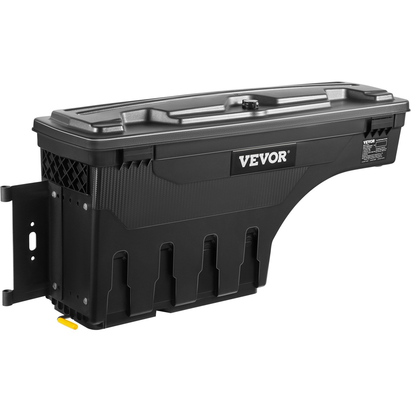 VEVOR Truck Bed Storage Box, Lockable Swing Case with Password Padlock, 6.6 Gal/25 L ABS Wheel Well Tool Box, Waterproof and Durable, Compatible with Ford Super Duty 2017-2021, Drivers Side