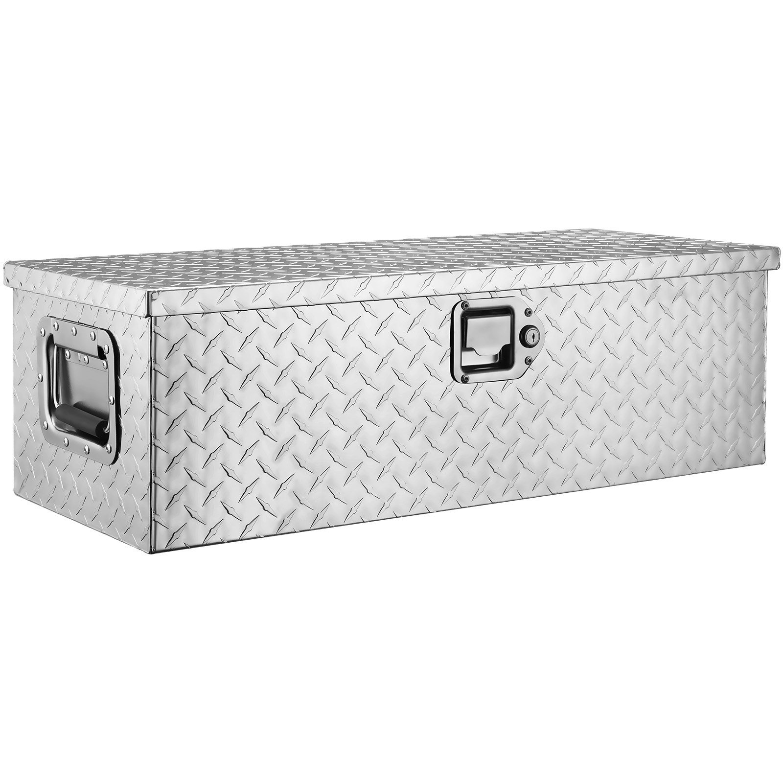 VEVOR Heavy Duty Aluminum Truck Bed Tool Box, Diamond Plate Tool Box with Side Handle and Lock Keys, Storage Tool Box Chest Box Organizer for Pickup, Truck Bed, RV, Trailer, 30"x13"x9.6", Silver
