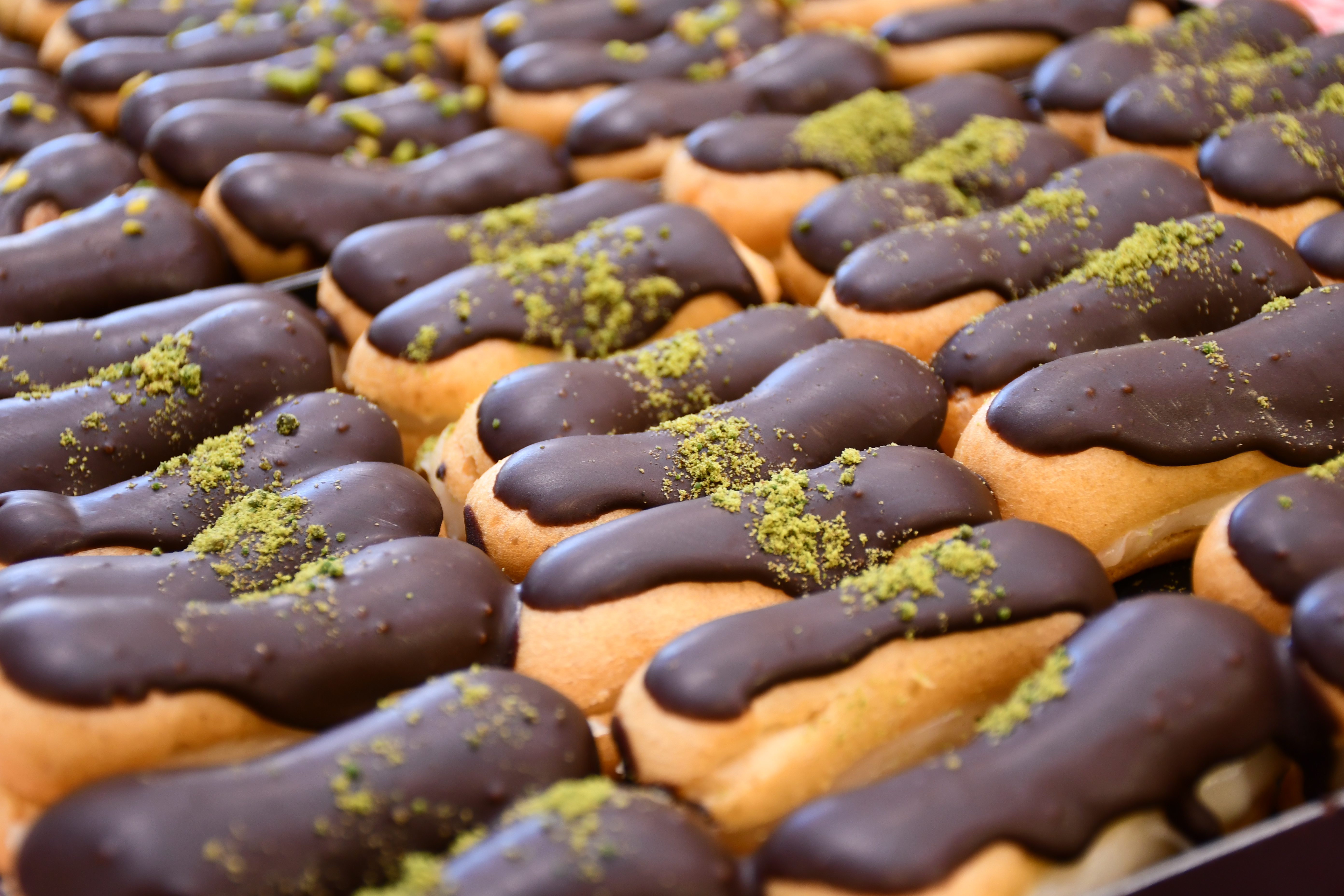 Chocolate and Vanilla Filled Eclairs