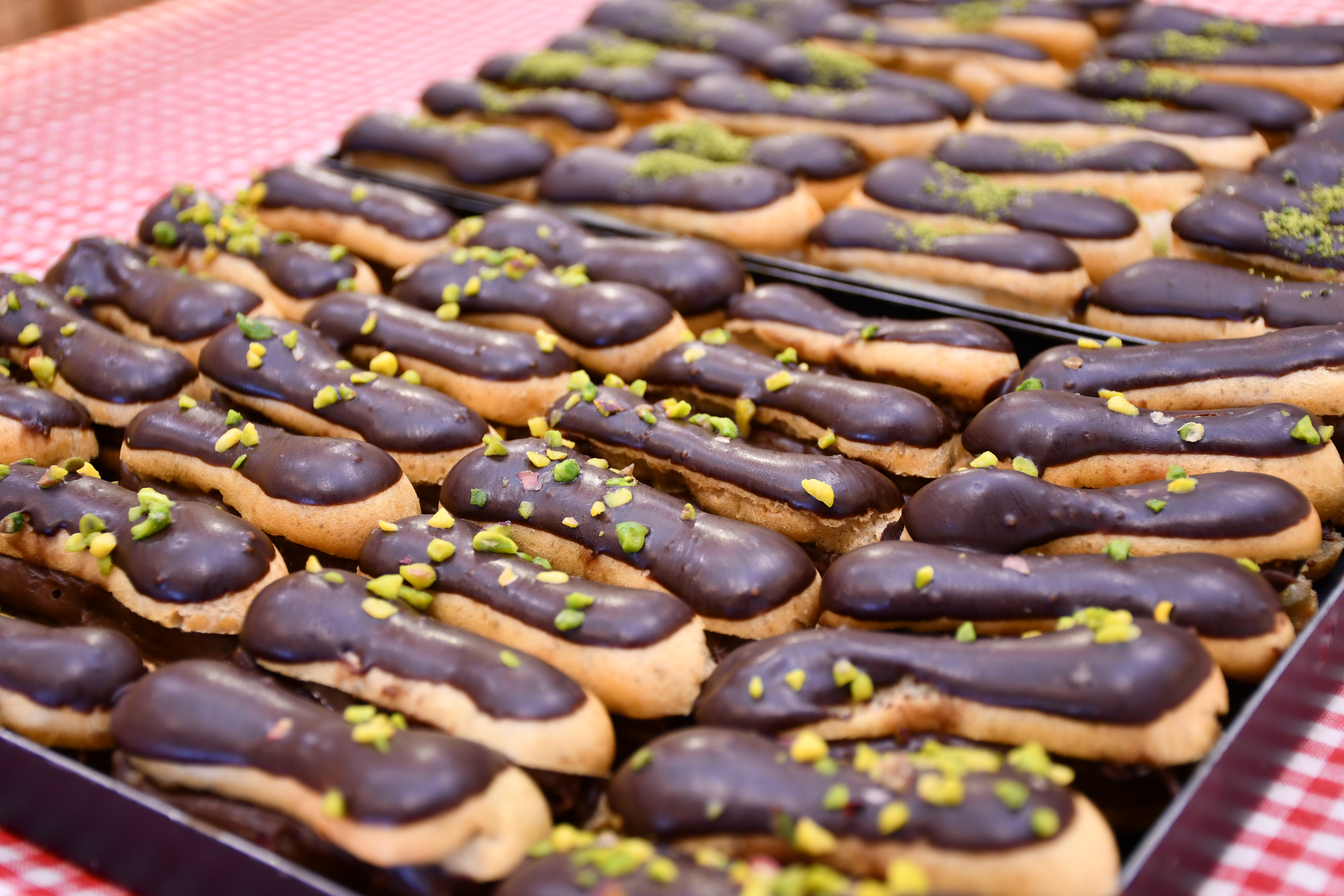Chocolate and Vanilla Filled Eclairs