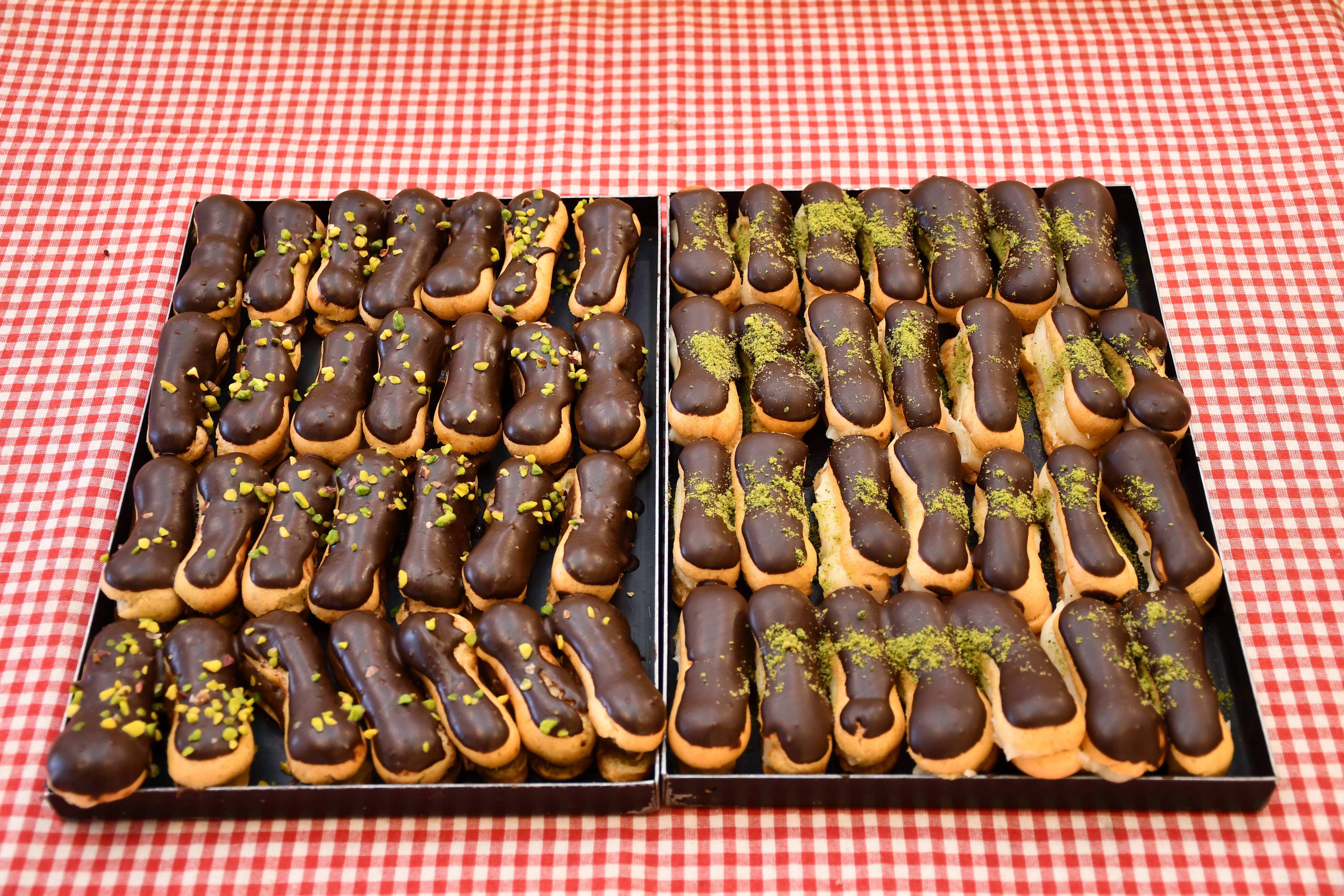 Chocolate and Vanilla Filled Eclairs