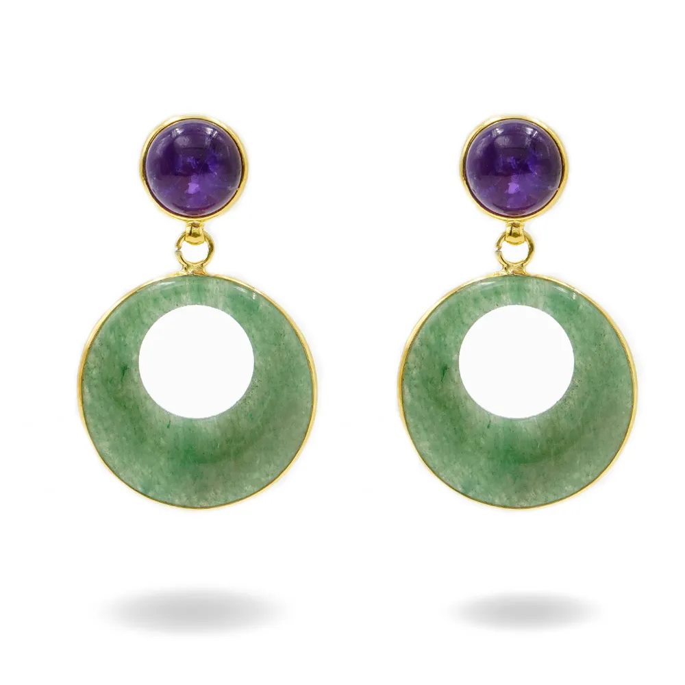 Orecchini in argento 925 con ametista e avventurina