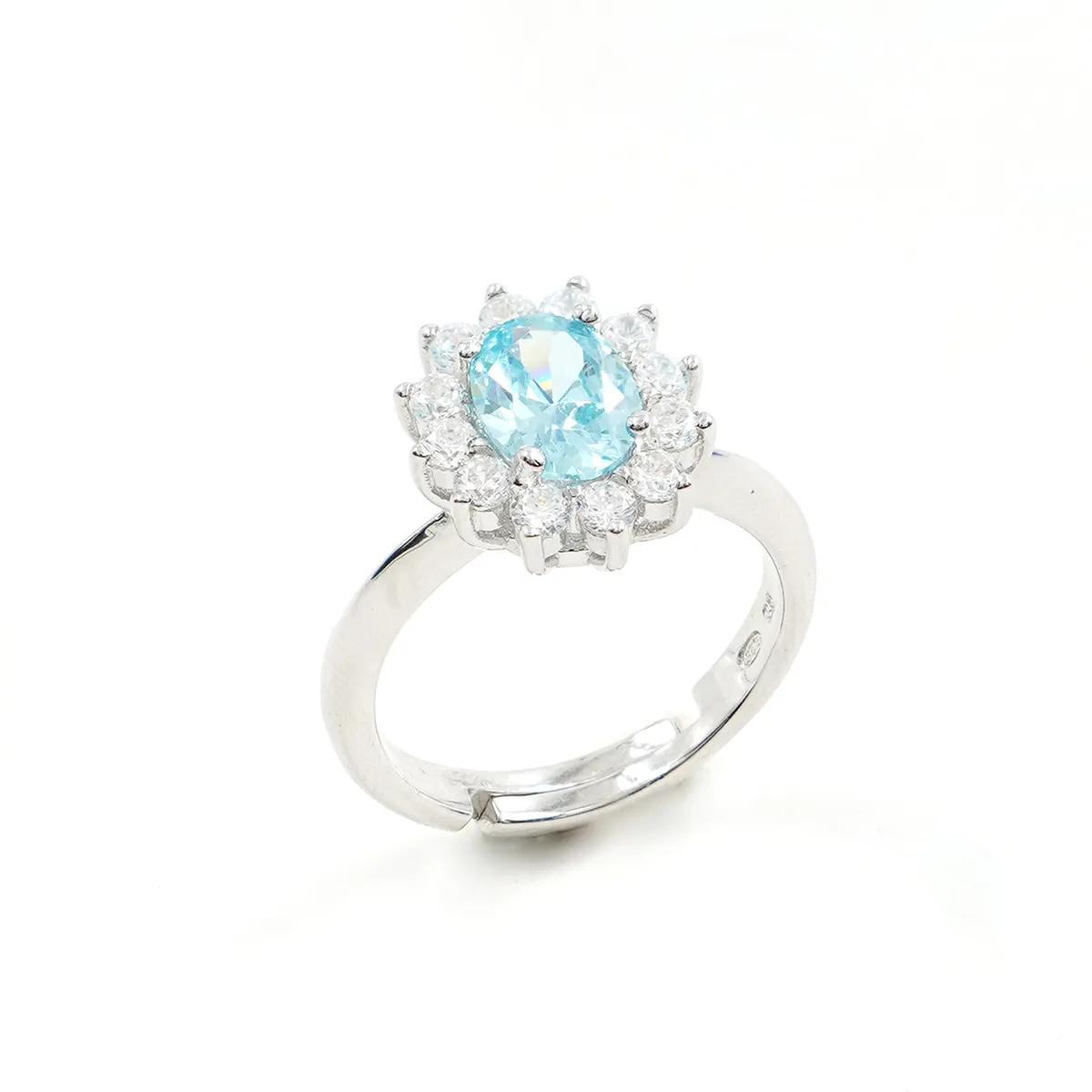 Anello rodiato in argento 925 con zircone