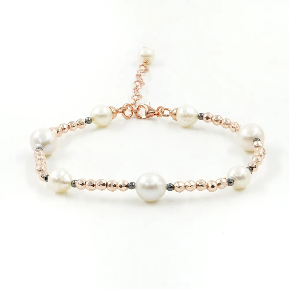 Bracciale in argento 925 con ematite e perle