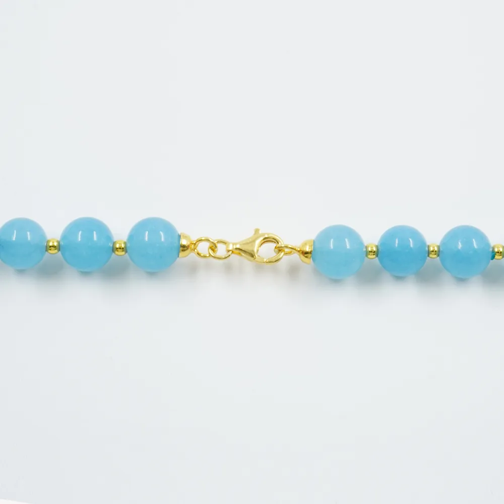 Collana in argento 925 con pietre (quarzo spugna azzurro, apatite, ambra ed ematite)