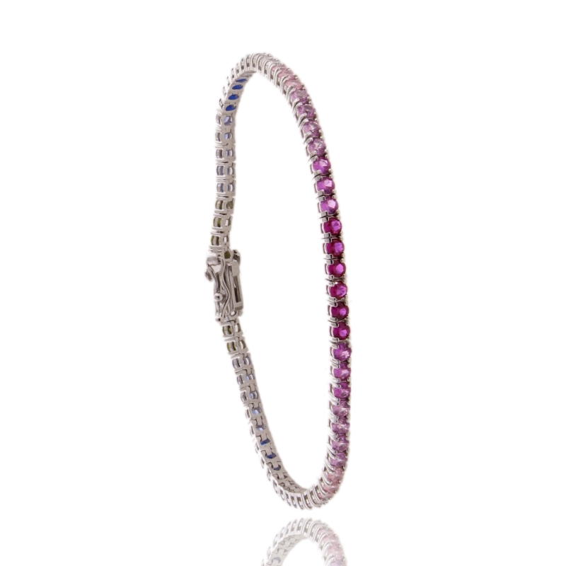 bracciale tennis con zirconi multicolor 2,5 mm in argento rodiato 925