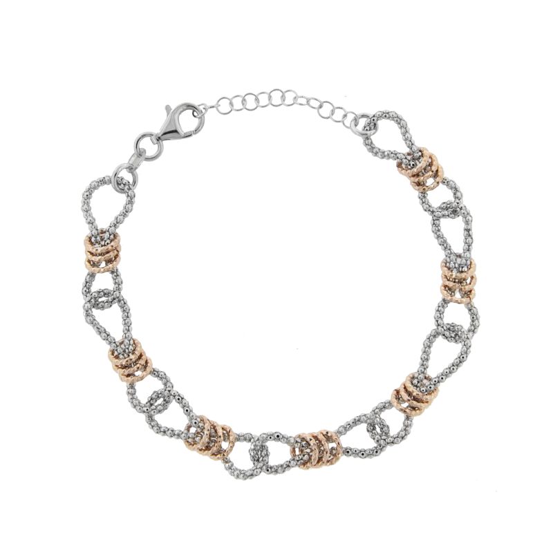 bracciale pop corn con rondelle in argento 925 rodio rosato