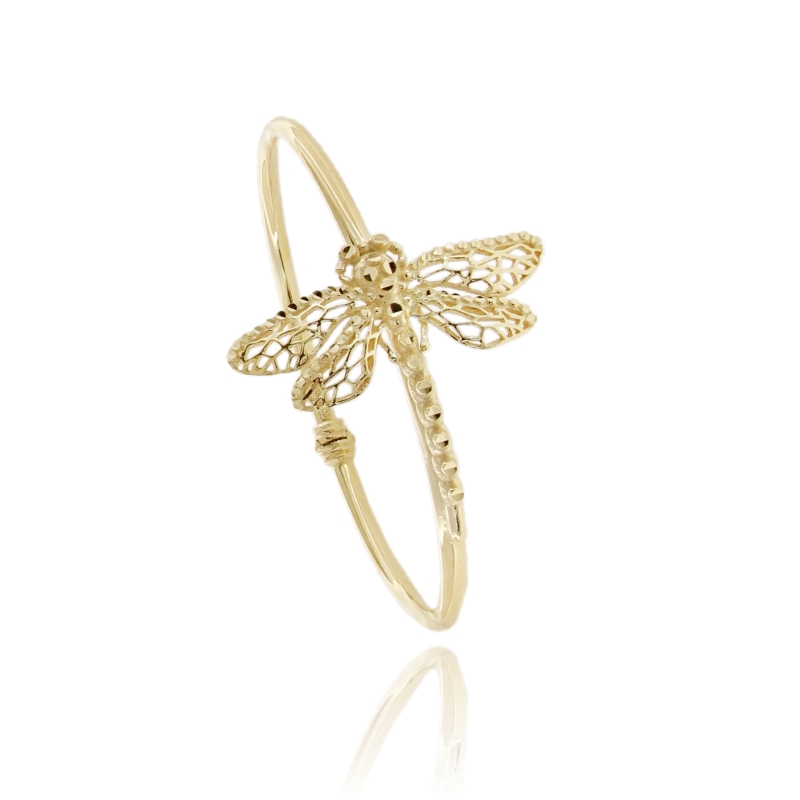 bracciale rigido con libellula mm 40x37 in argento 925 dorato