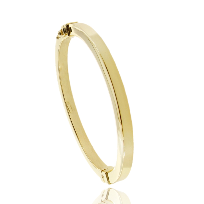 bracciale rigido a canna quadrata mm 5x5 in argento 925 dorato