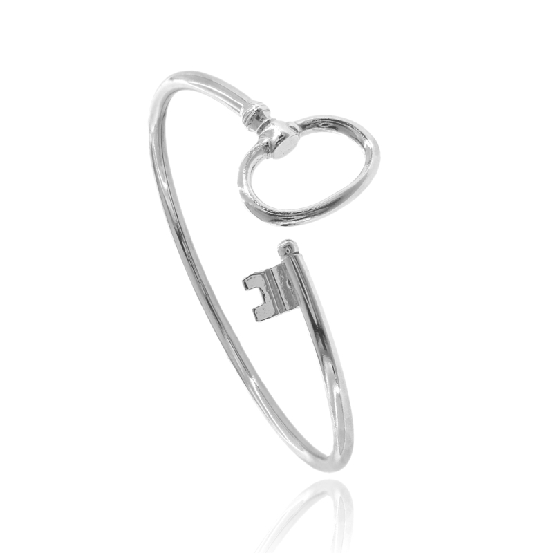 bracciale rigido chiave in argento 925 rodiato