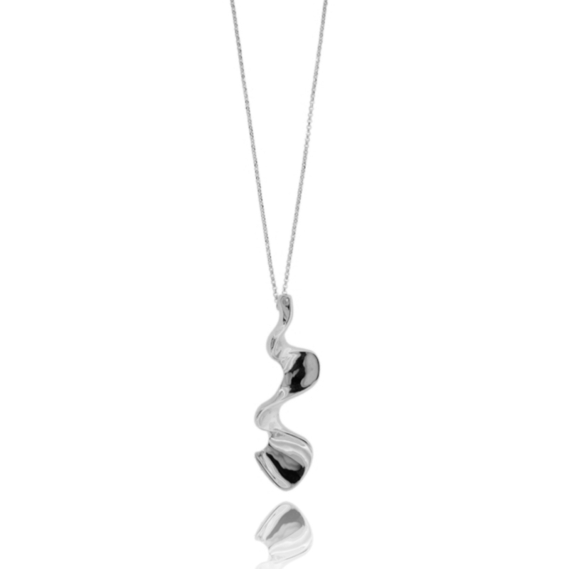 collana rolo' dorata con onda pendente in argento 925 