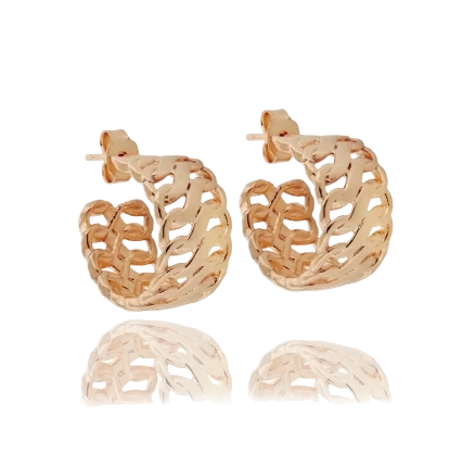 orecchini rosati a cerchio con catena in argento 925