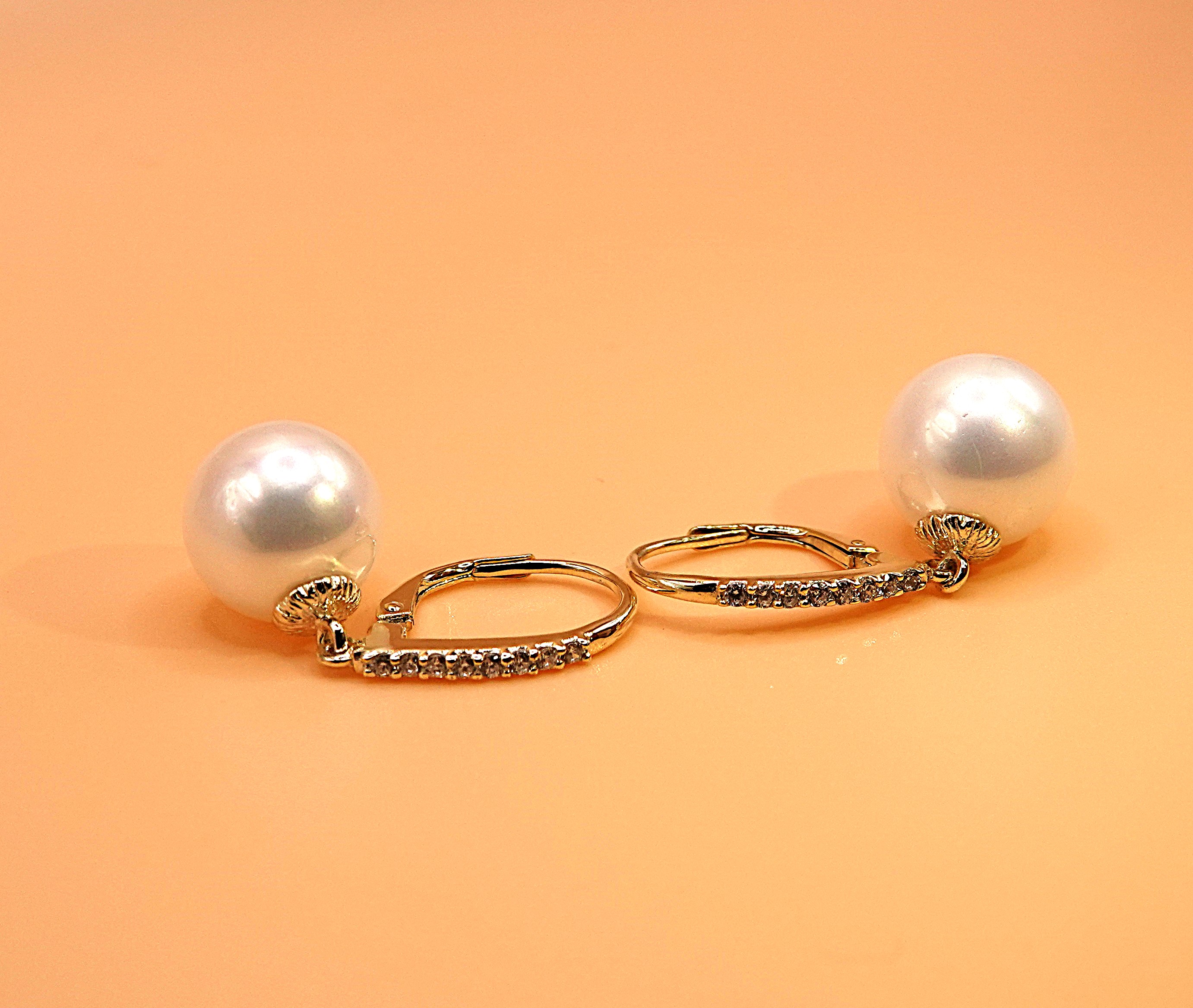 orecchini in argento dorato 925 perla e zirconi bianchi