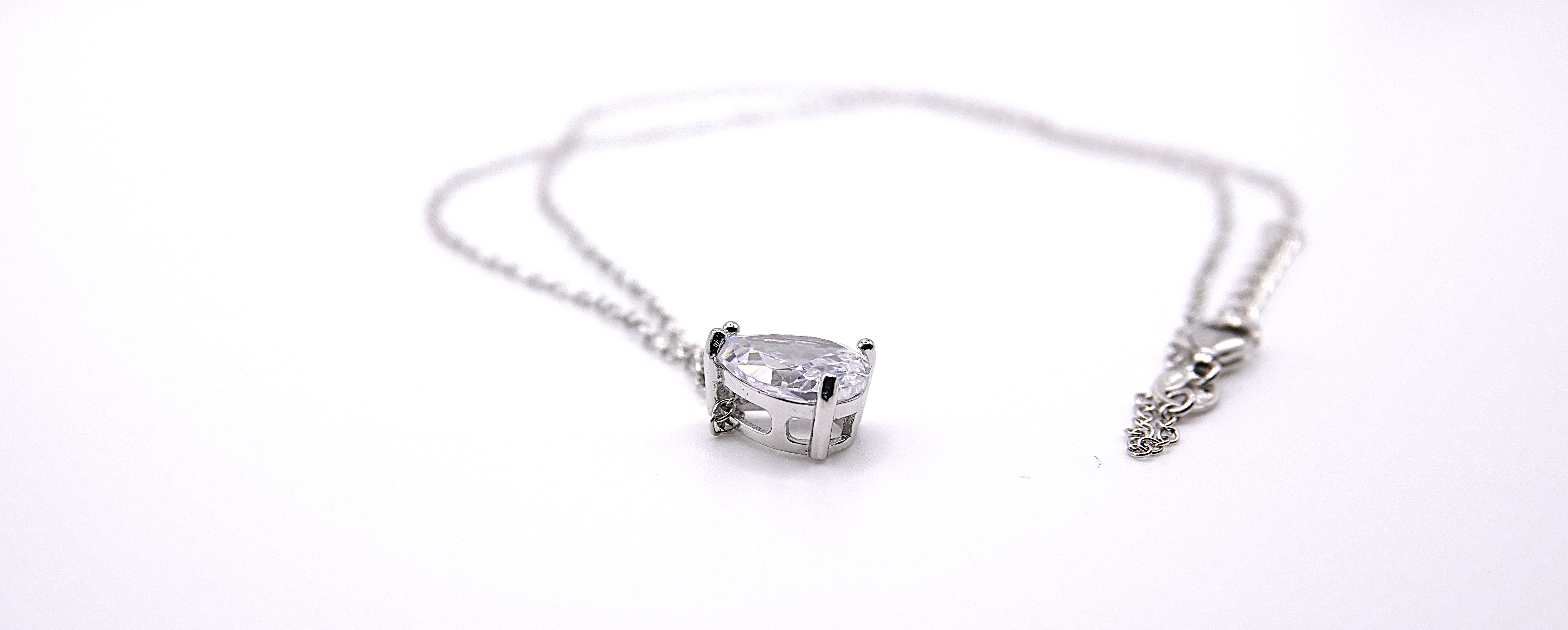 collana forzatina con goccia in argento 925 con zircone