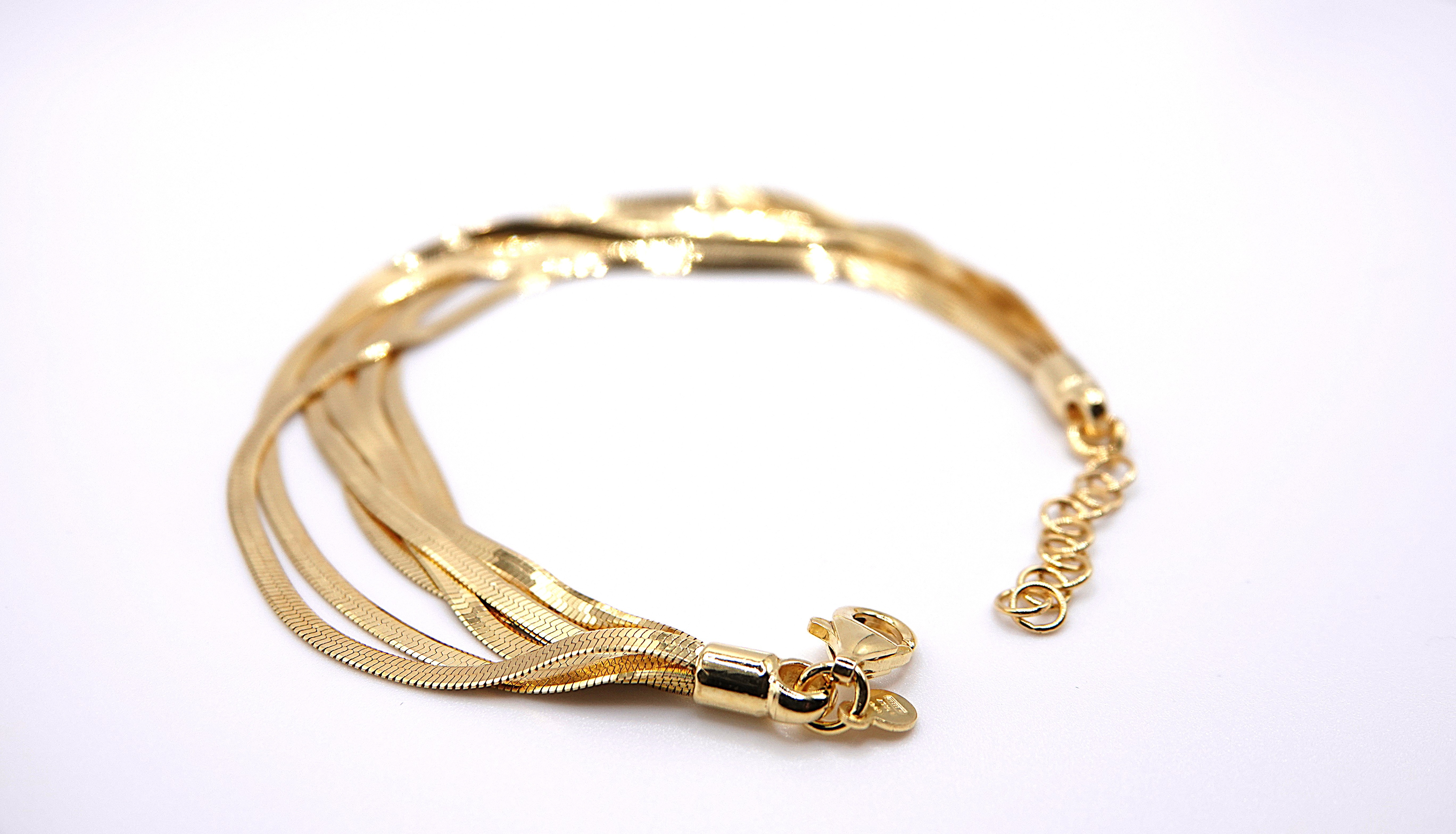 bracciale multifilo in argento 925 dorato